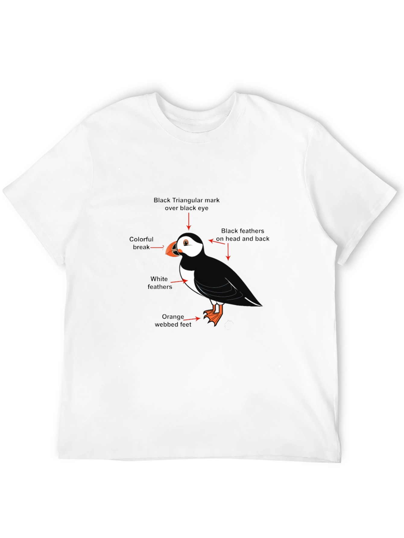 Black Puffin Bird Graphic Tee - Black Cotton Blend T-Shirt view 12