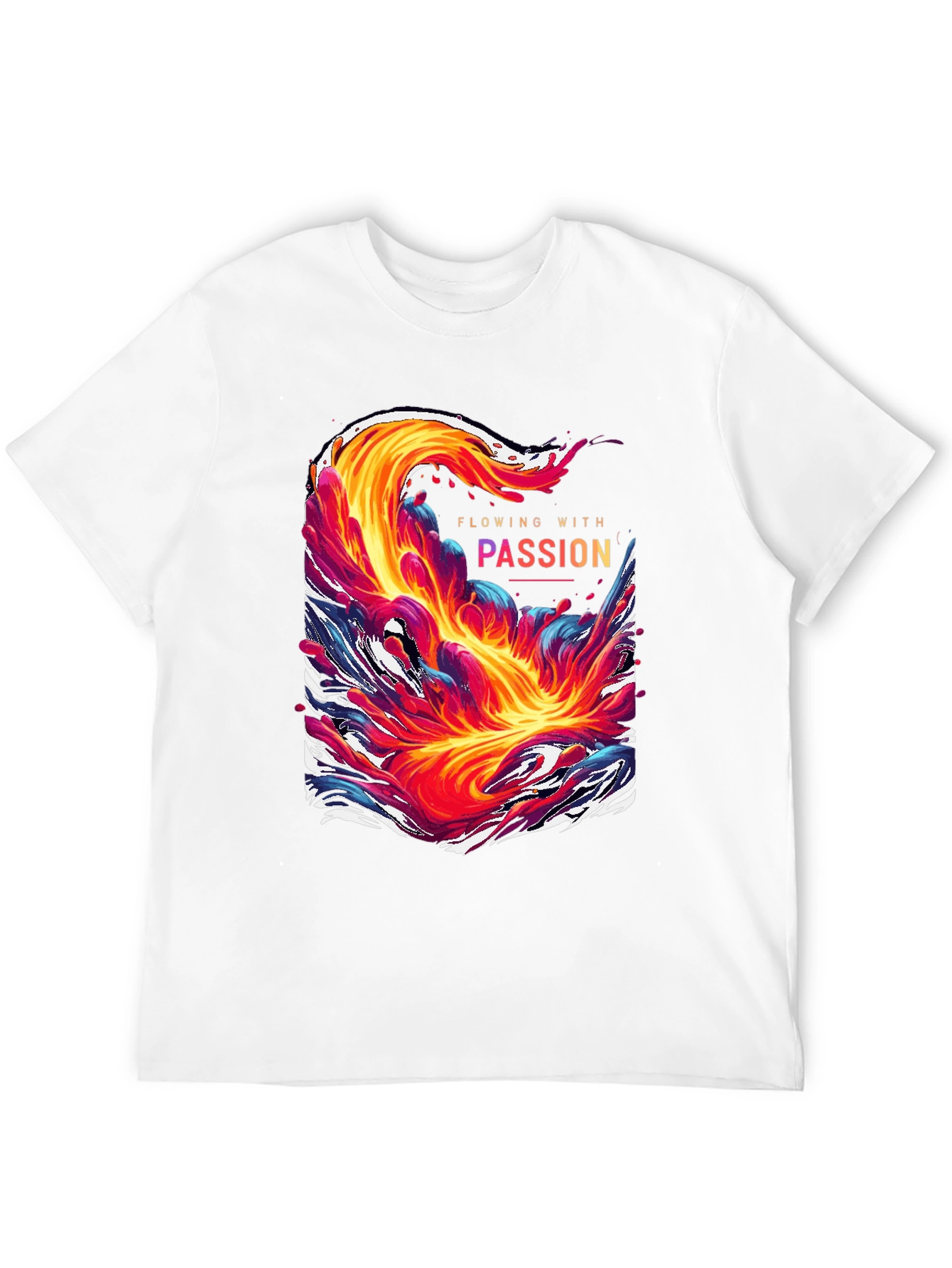 Black Flowing With Passion Graphic Tee - Unique Men's T-Shirt view 12