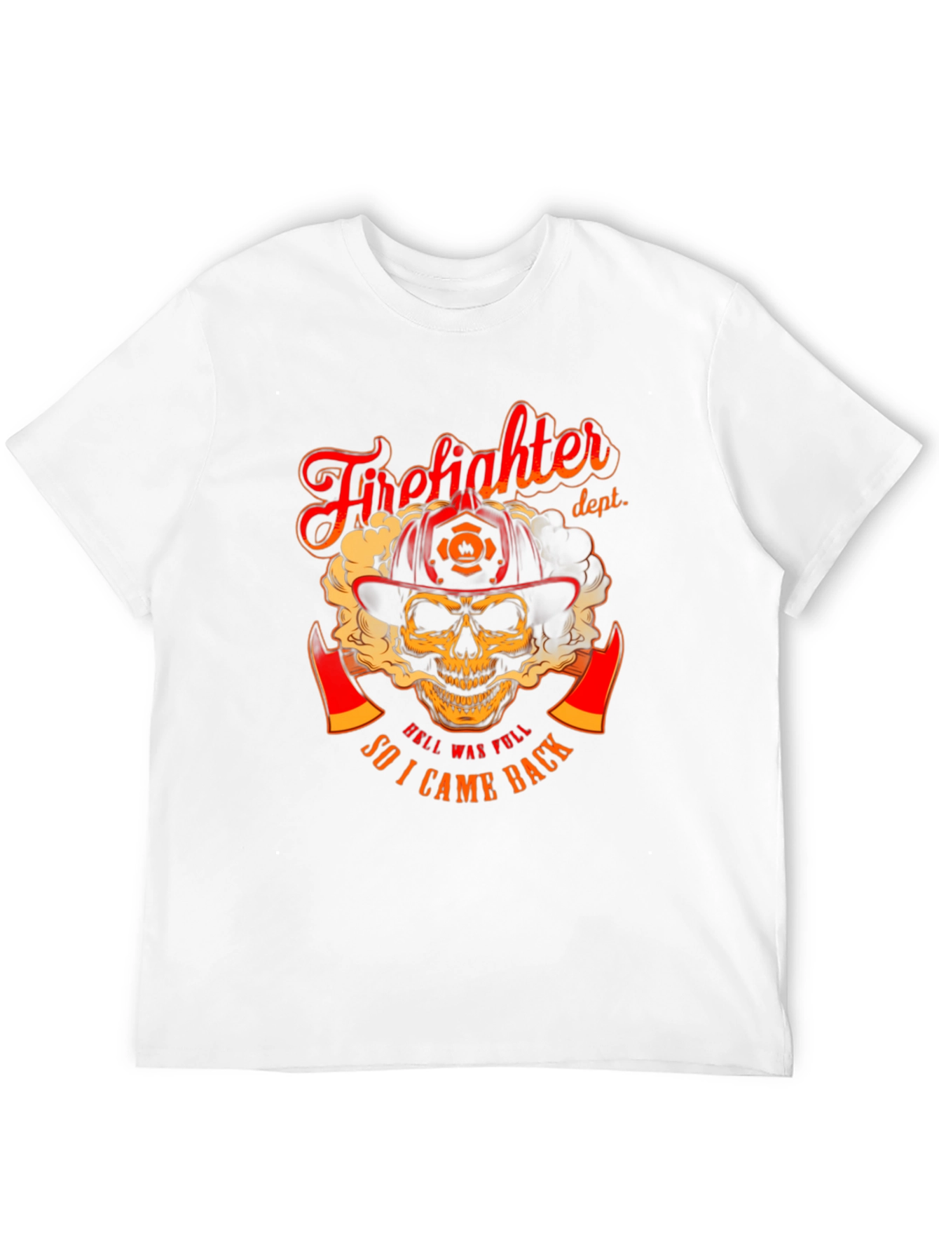 Black Firefighter Skull Graphic T-Shirt - "Hell Was Full" Design view 12