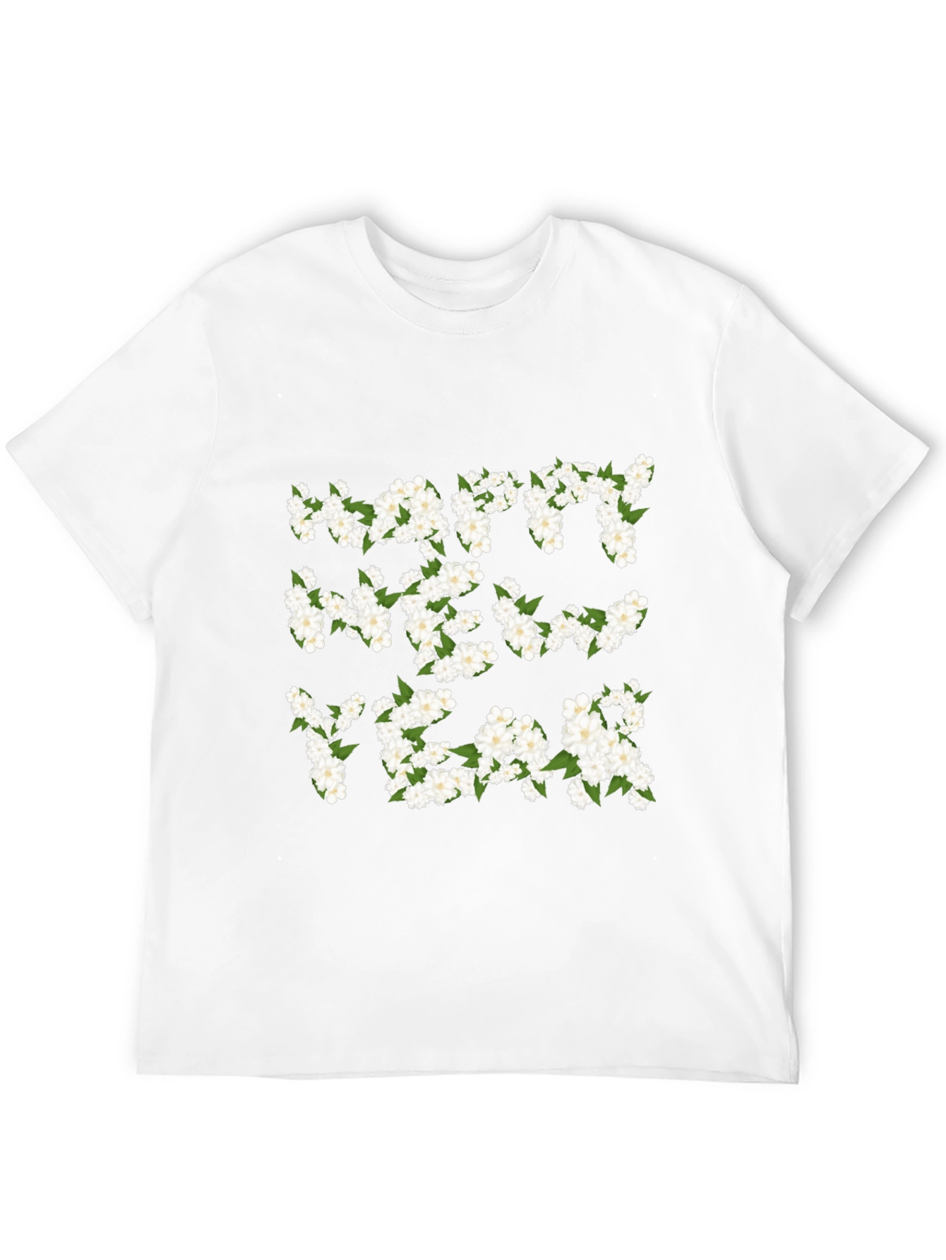 Black Happy New Year Floral T-Shirt view 12