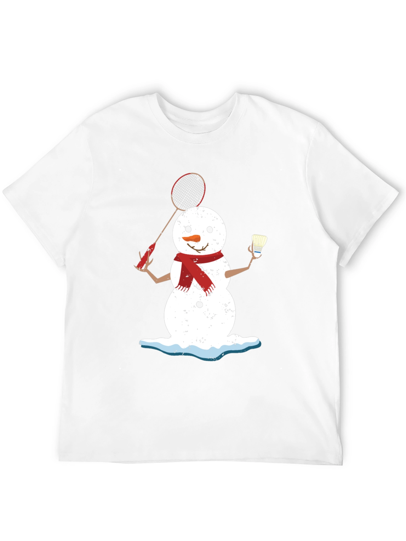 Black Snowman Badminton Player Graphic Tee view 12