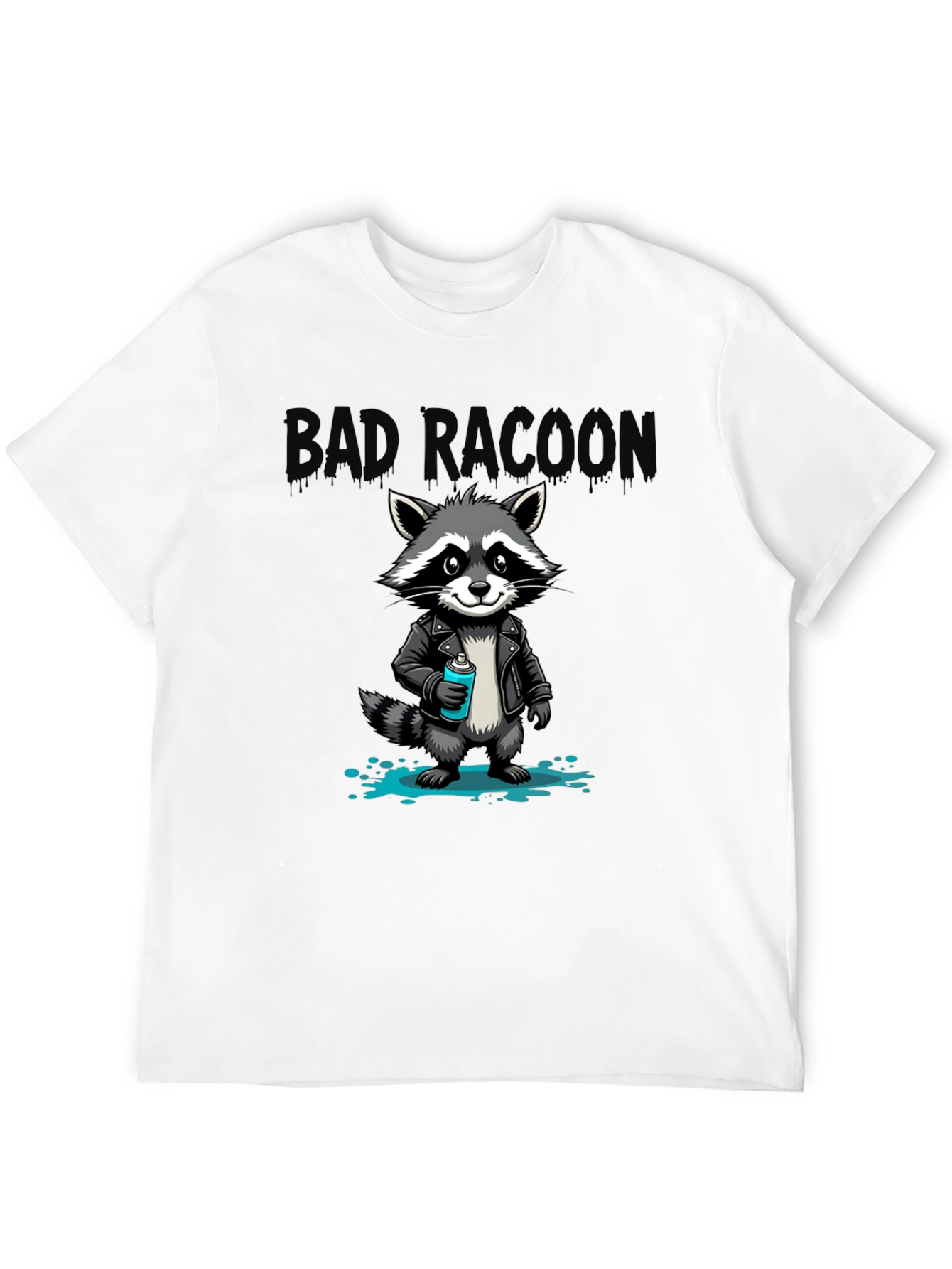Black Bad Raccoon Graphic T-Shirt - Cool Cartoon Design view 12