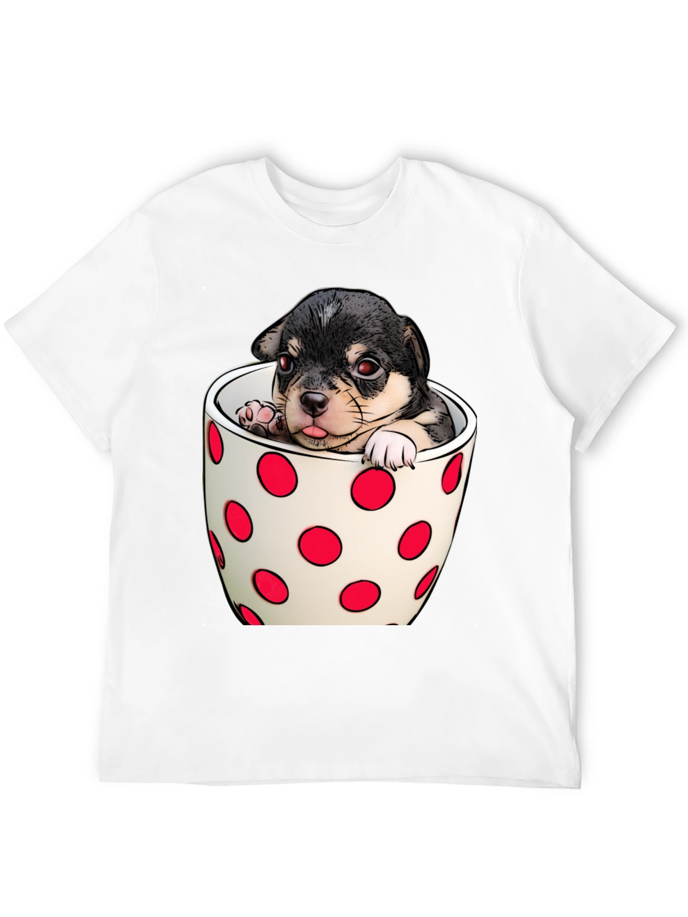 Black Puppy in a Cup T-Shirt - Cute Dog Tee view 12