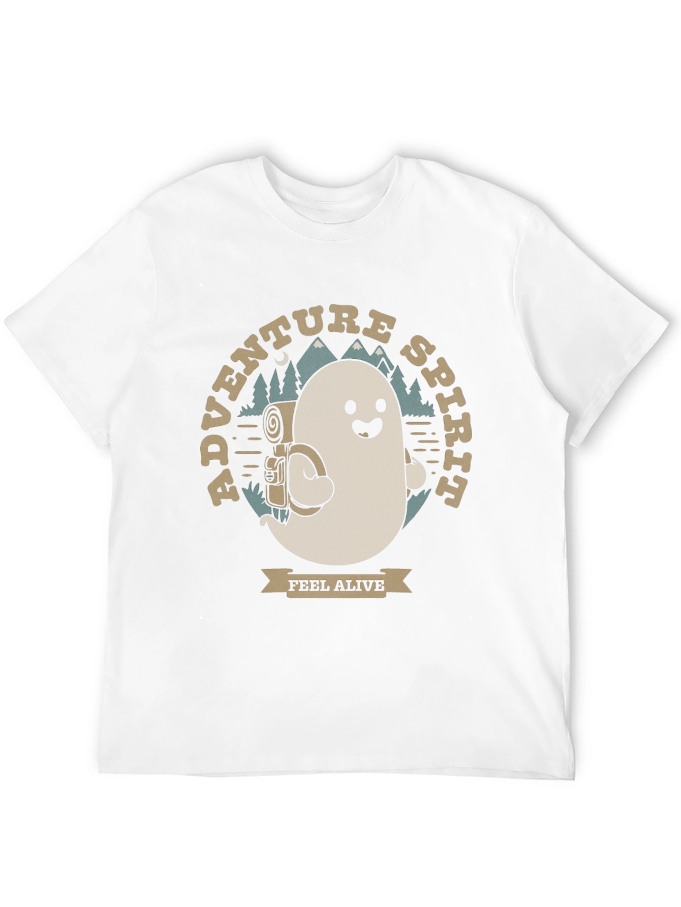 Black Adventure Spirit T-Shirt: Ghost with Backpack view 12