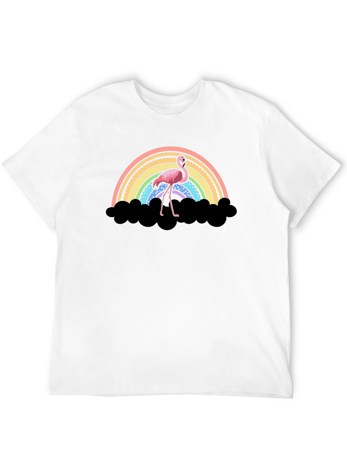 Black Flamingo Rainbow T-Shirt - Unique Graphic Tee view 12
