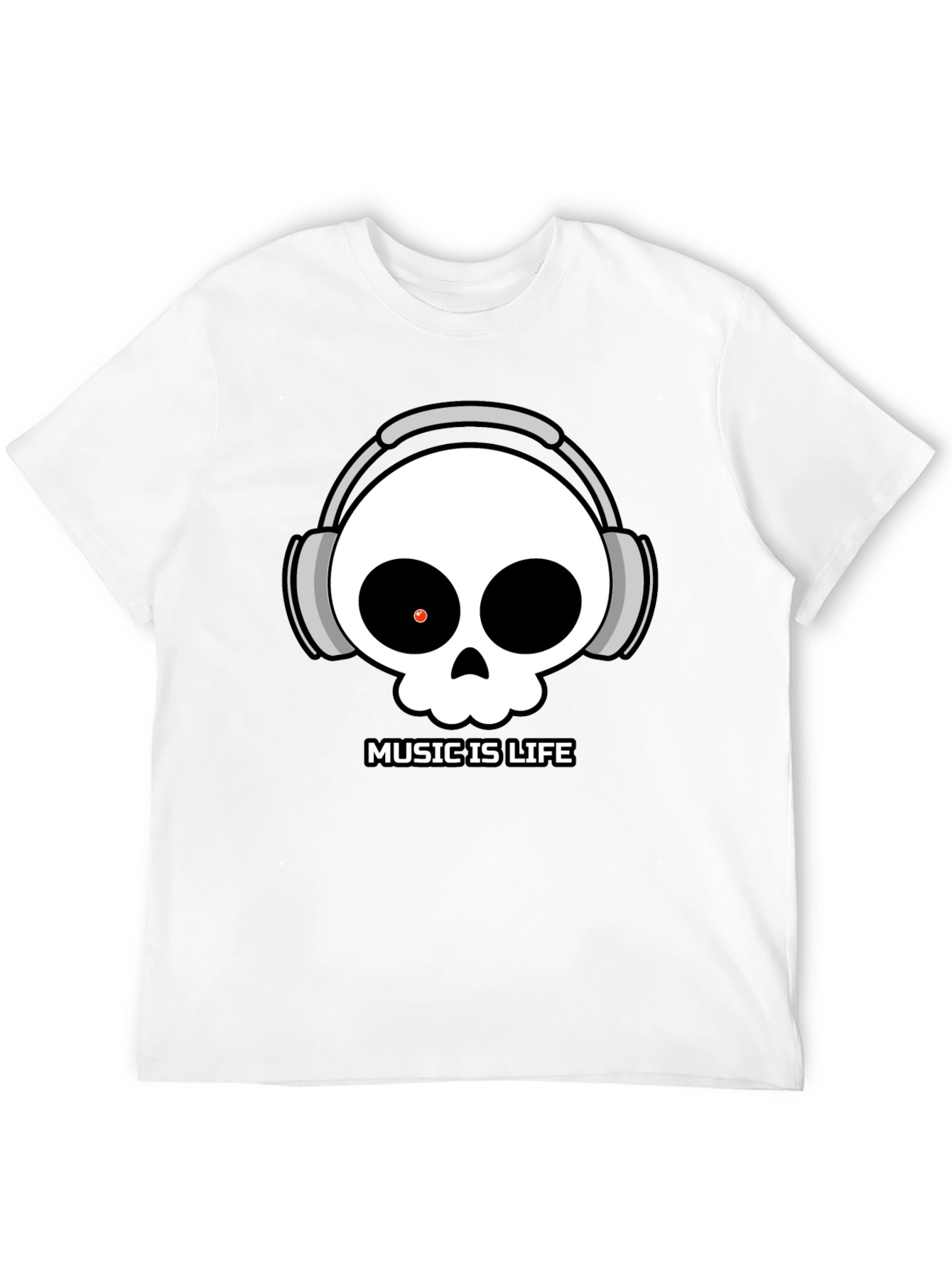 Black Music Is Life Skull T-Shirt - Black Cotton Tee view 12