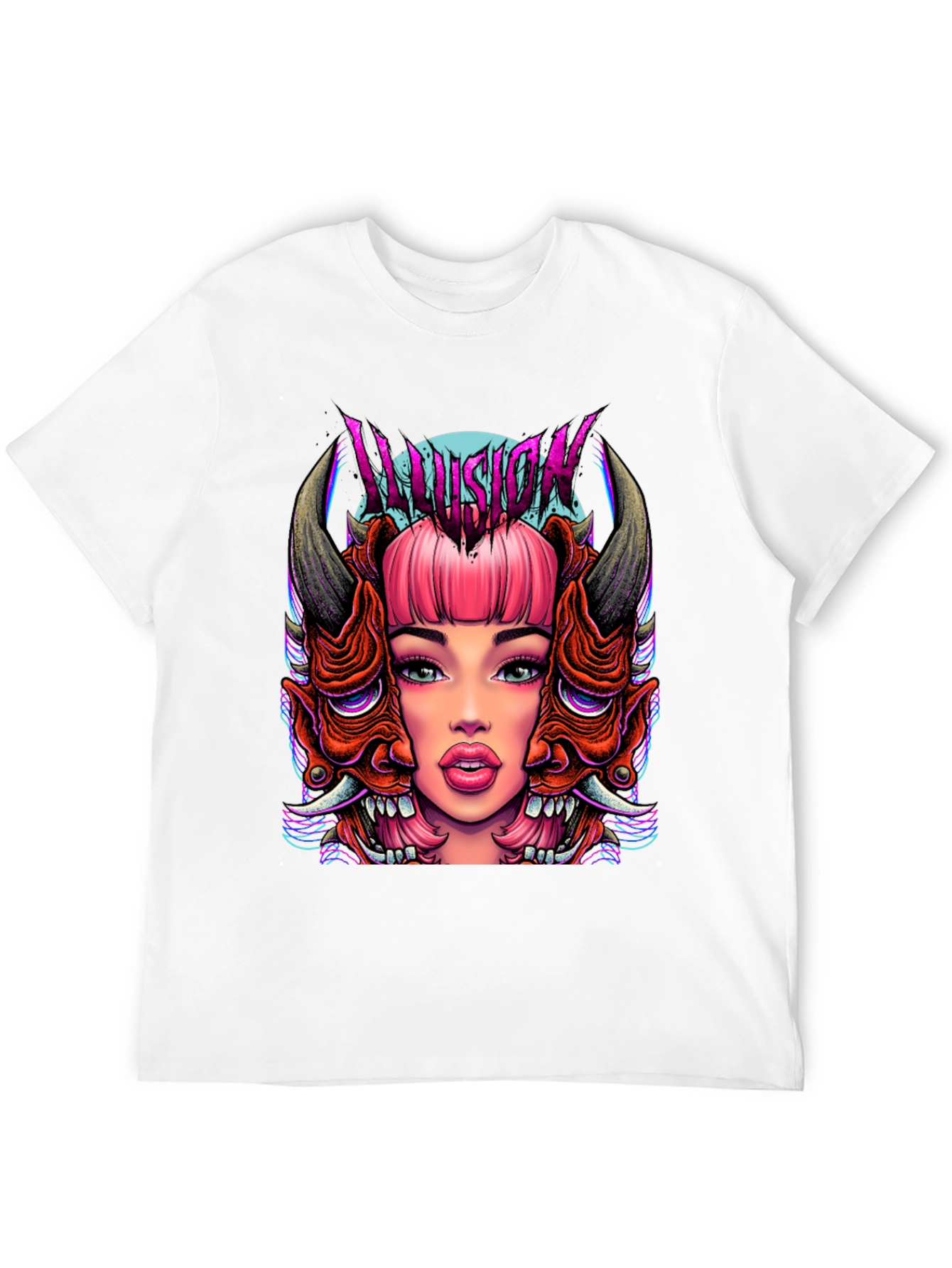 Black Illusion Graphic Tee - Edgy Demon Girl Design view 12