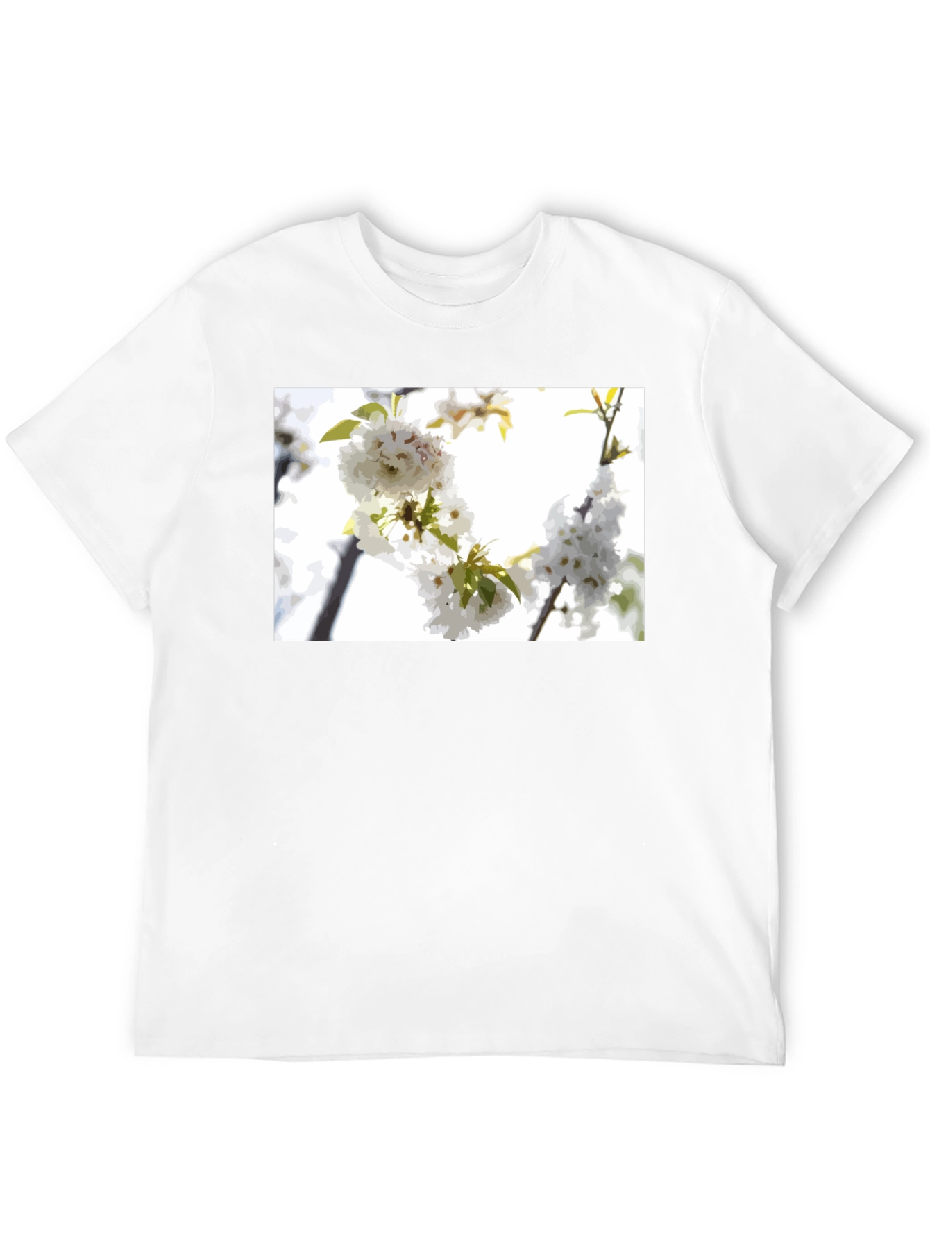Black White Flower T-Shirt - Black Cotton Blossom Tee view 12