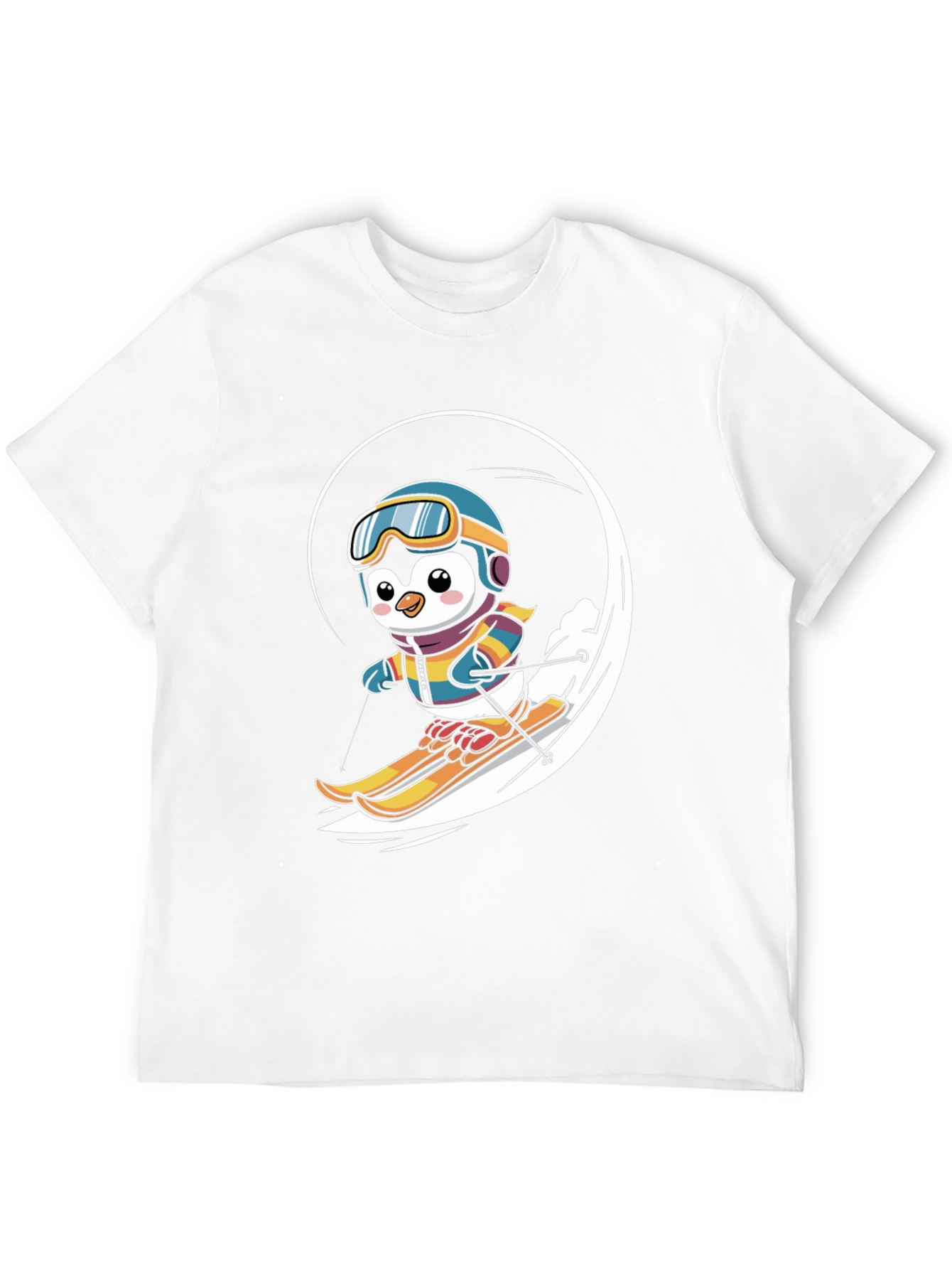Black Penguin Skiing Graphic Tee - Winter Fun T-Shirt view 12