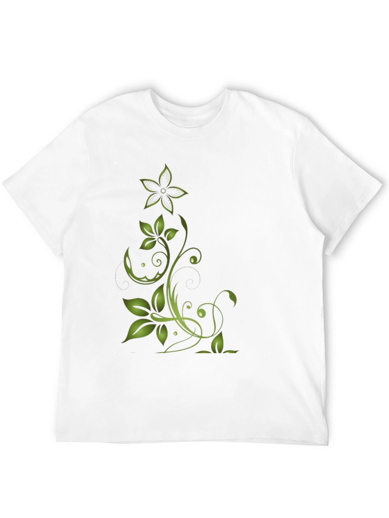 Black Green Floral Design Black T-Shirt view 12