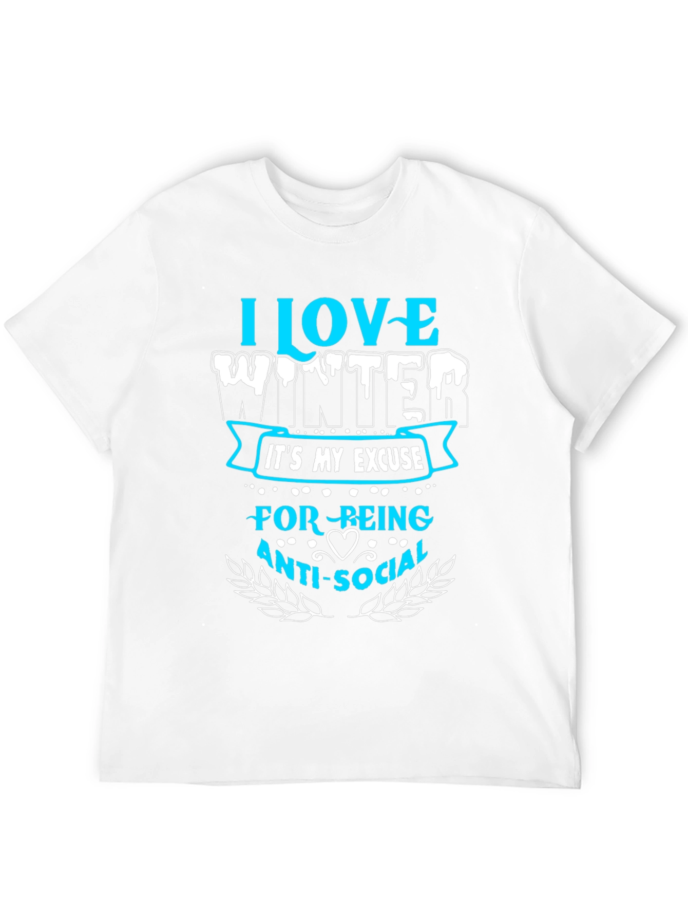 Black I Love Winter Anti-Social T-Shirt view 12