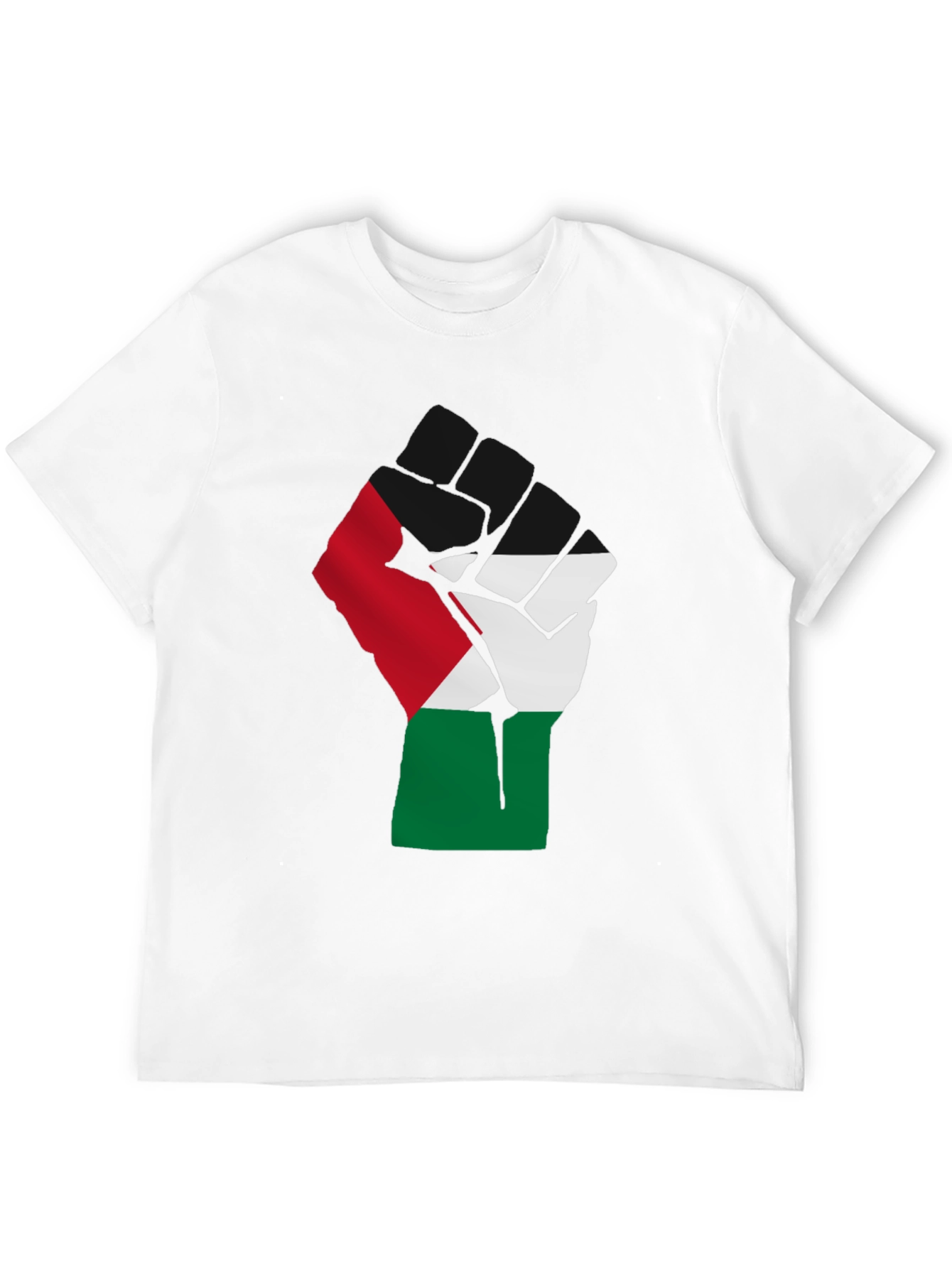 Black Palestine Flag Raised Fist T-Shirt - Black view 12