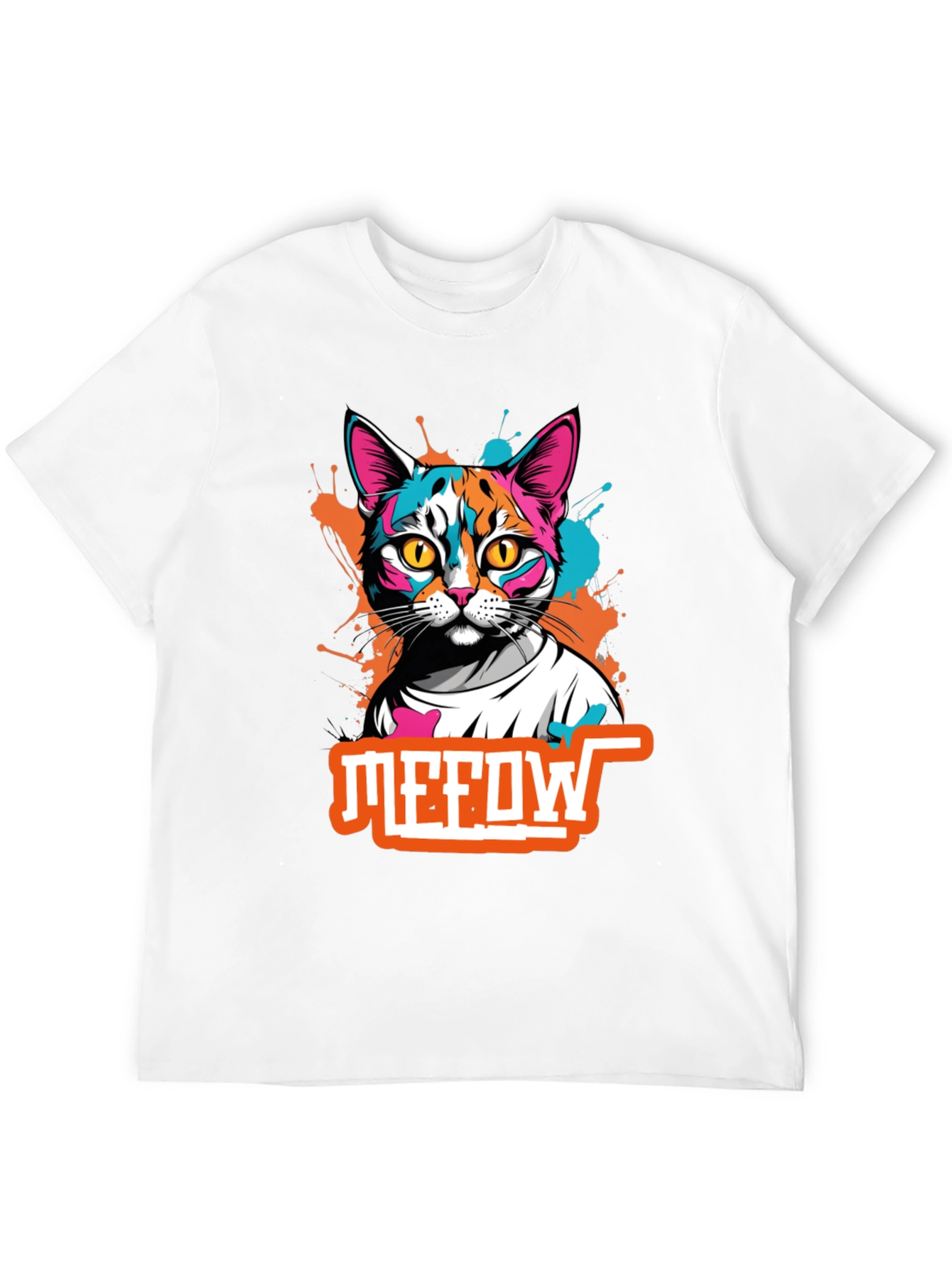 Black Cool Cat Graphic Tee - Meow T-Shirt view 12
