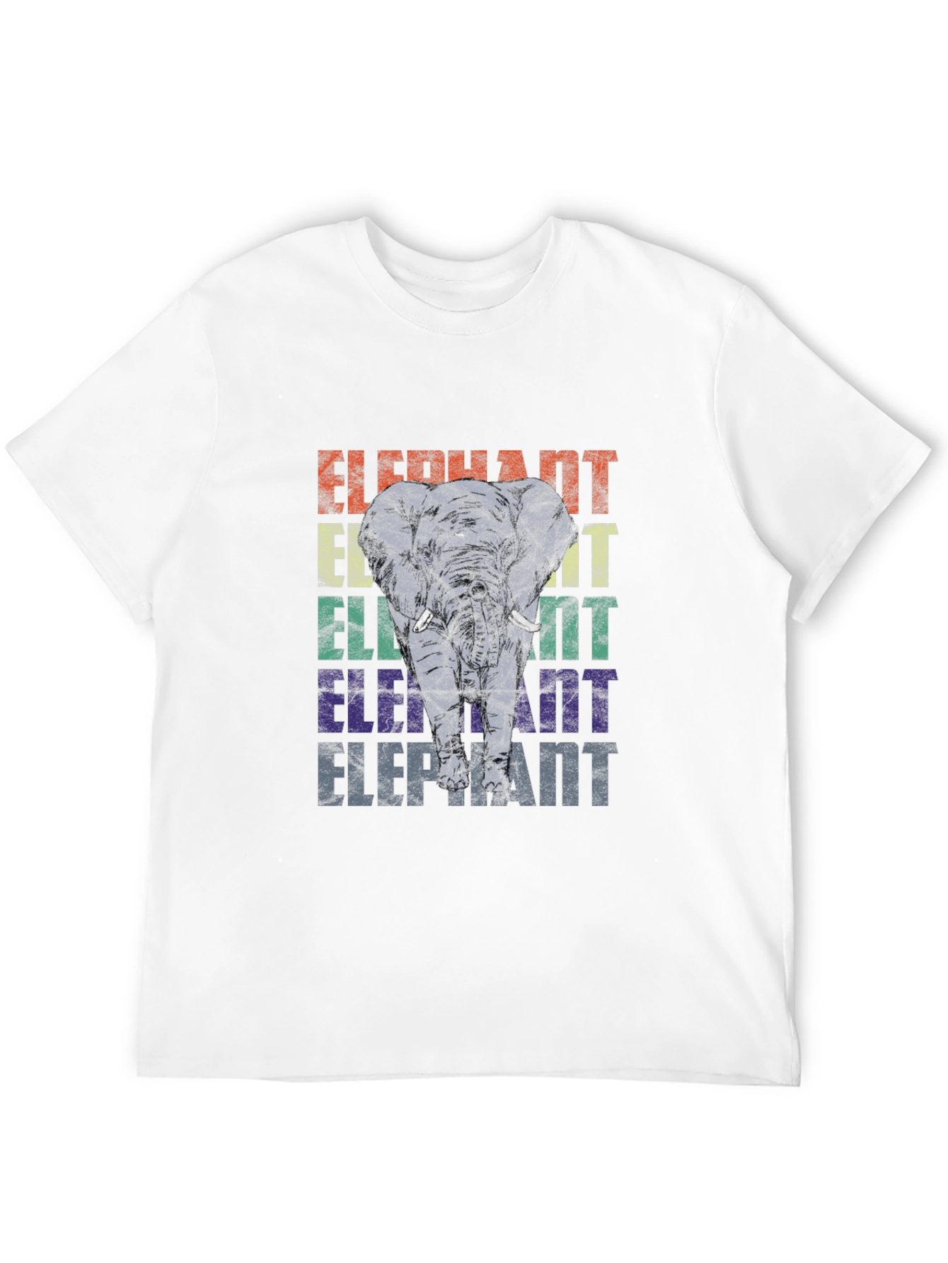 Black Retro Elephant Graphic Print T-Shirt view 12
