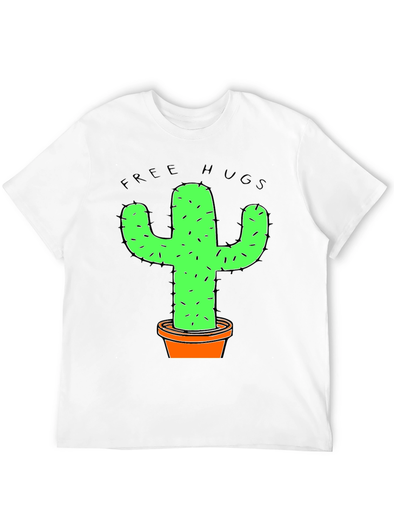 Black Funny Free Hugs Cactus Graphic T-Shirt view 12