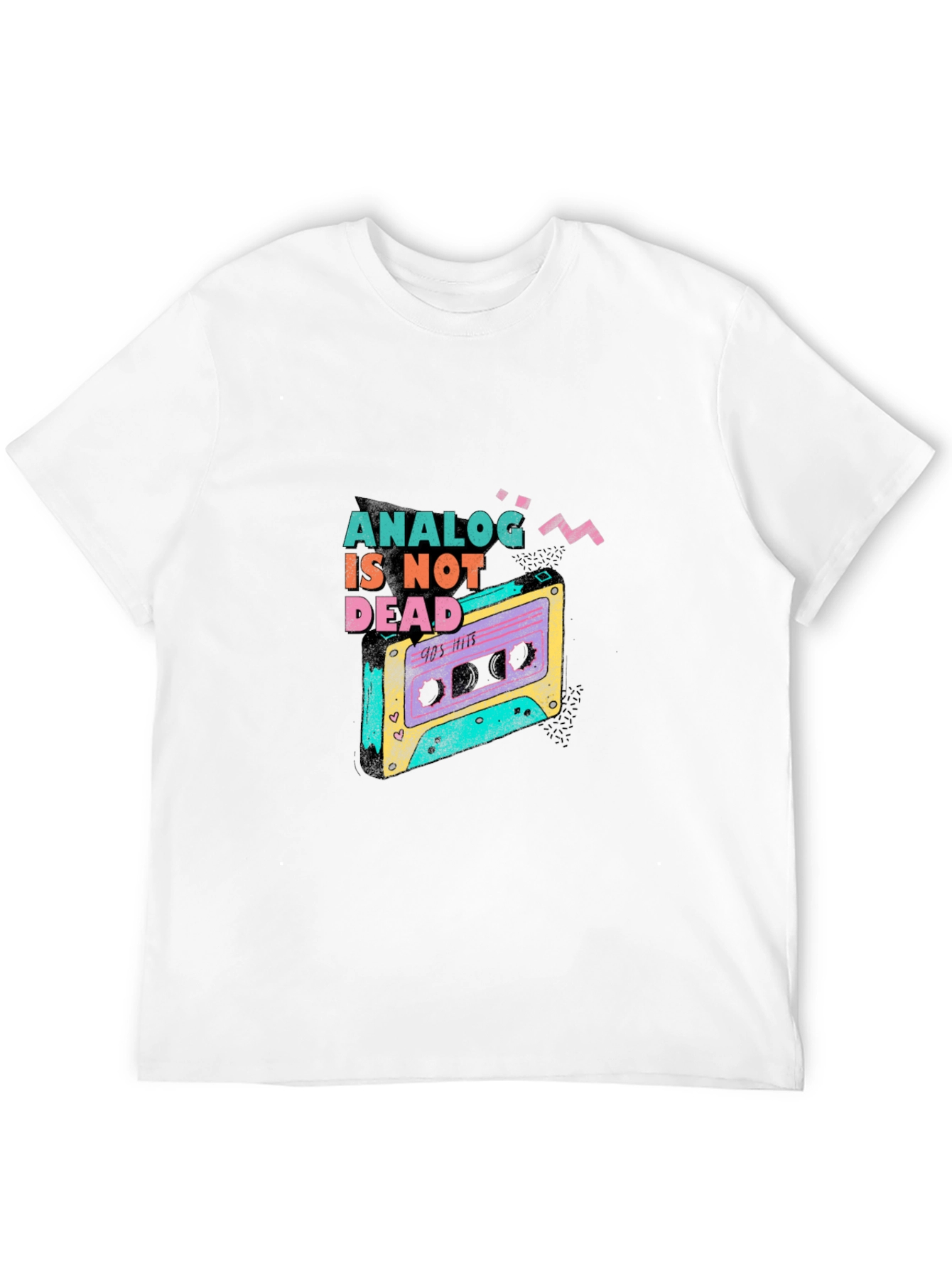 Black Analog Is Not Dead Retro Cassette Tape 90s T-Shirt view 12
