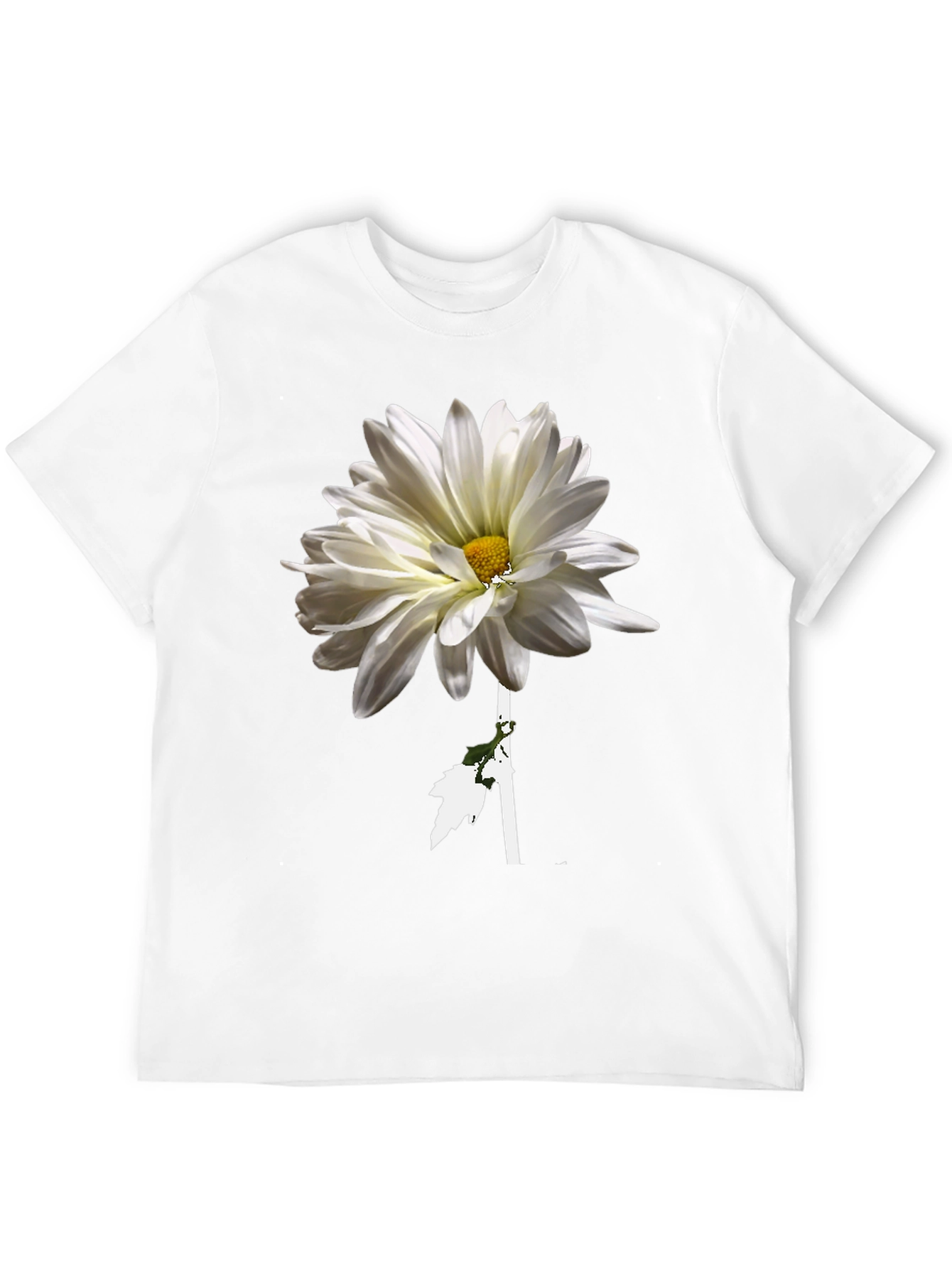 Black Floral T-Shirt: White Daisy on Black view 12