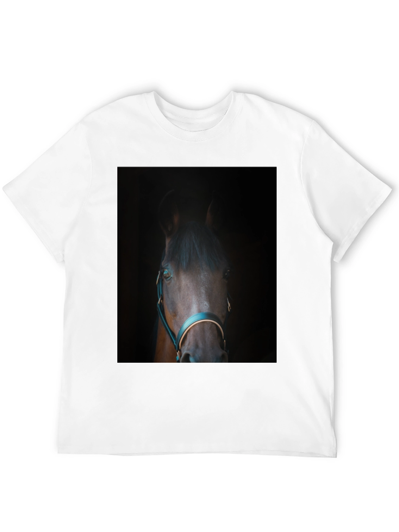 Black Horse Portrait Black T-Shirt - Equestrian Style view 12