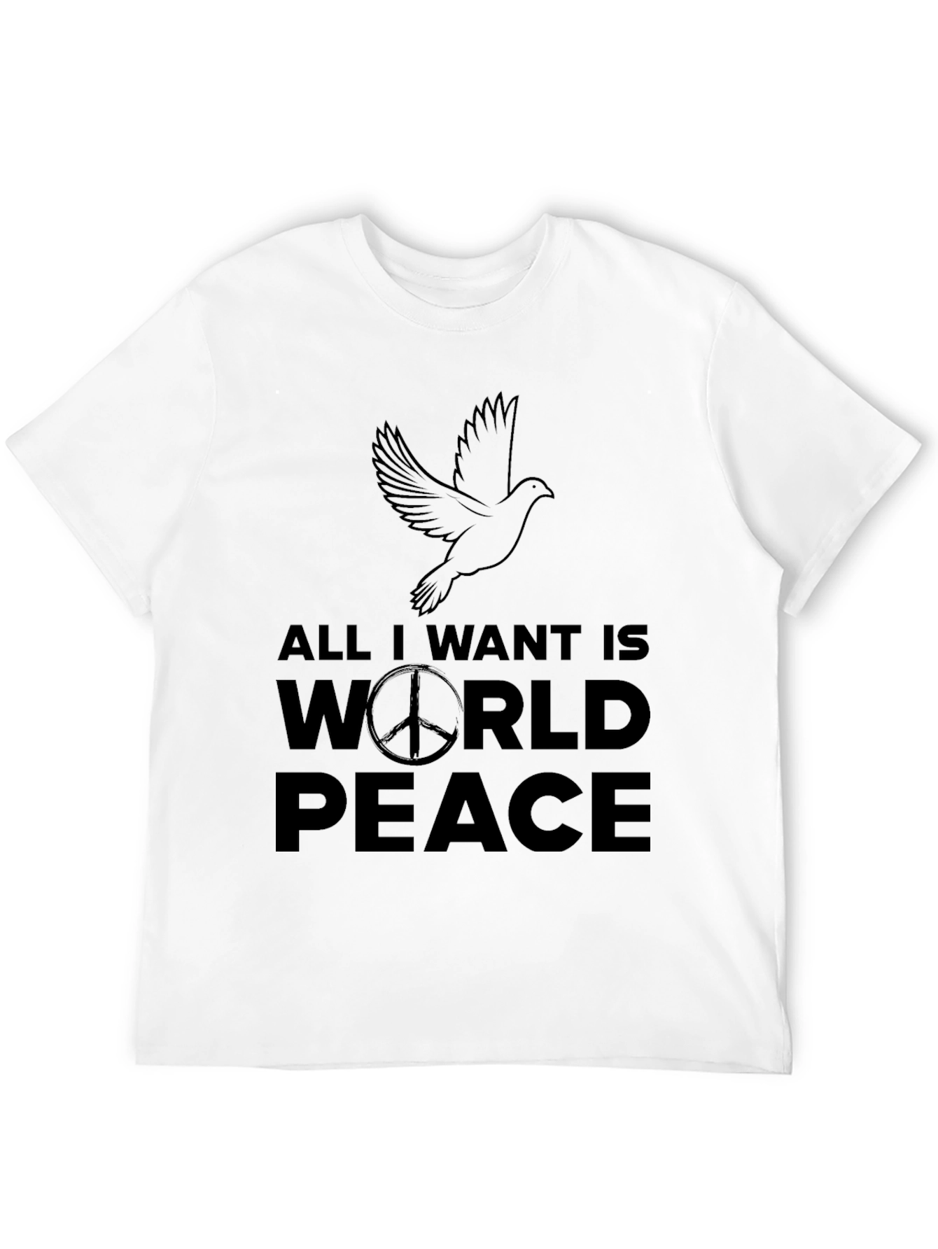 Black All I Want Is World Peace Black T-Shirt view 12
