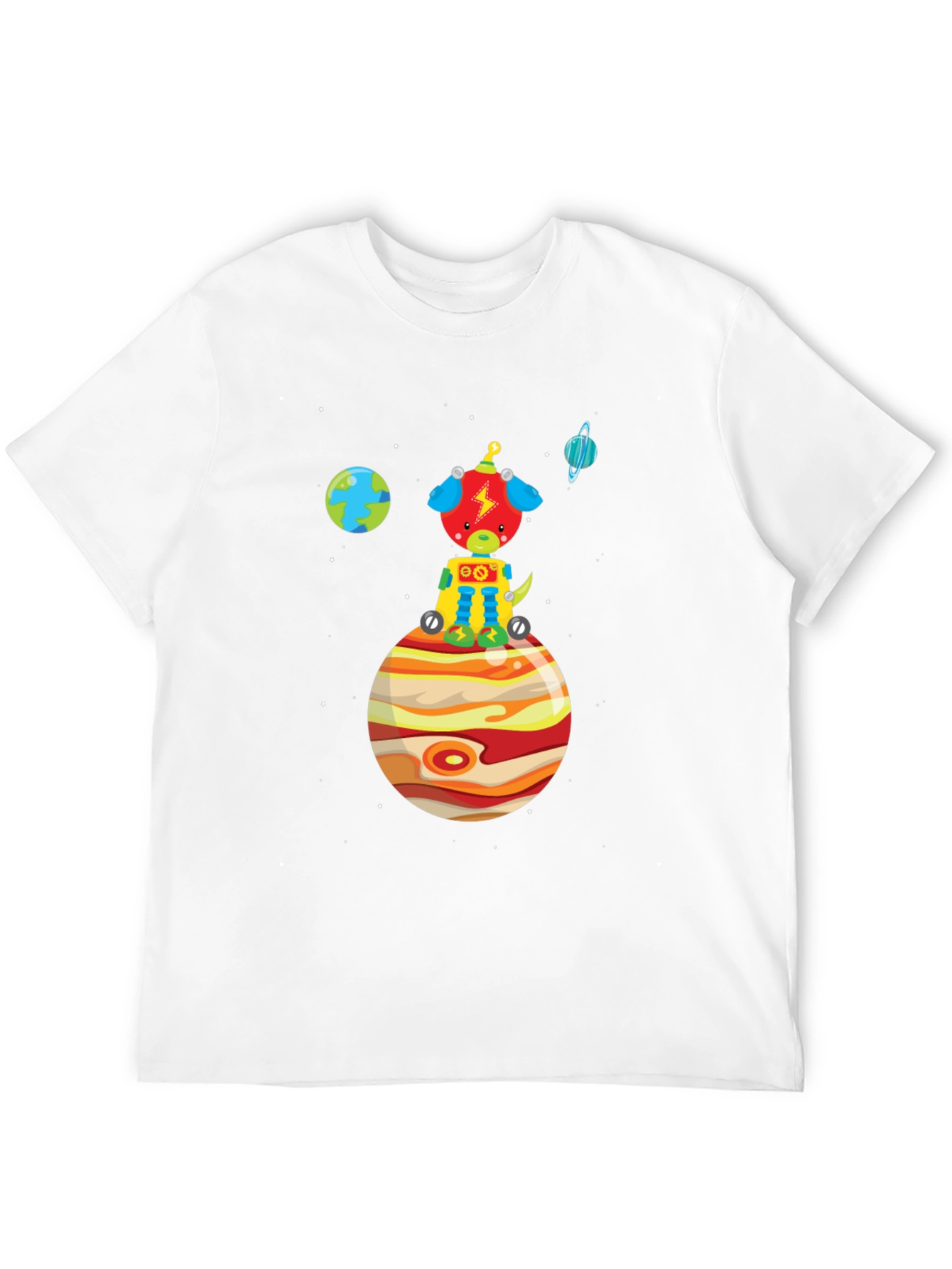 Black Space Pup T-Shirt - Black Cotton Tee with Planet Design view 12