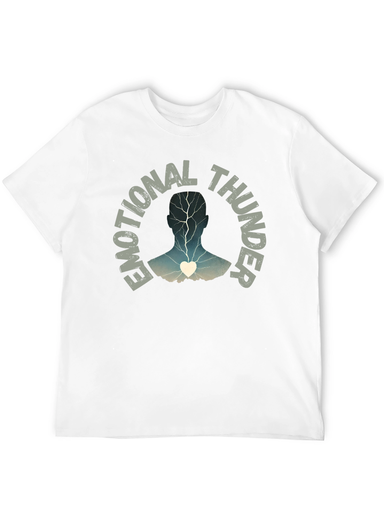 Black Emotional Thunder T-Shirt: Expressive Graphic Tee view 12