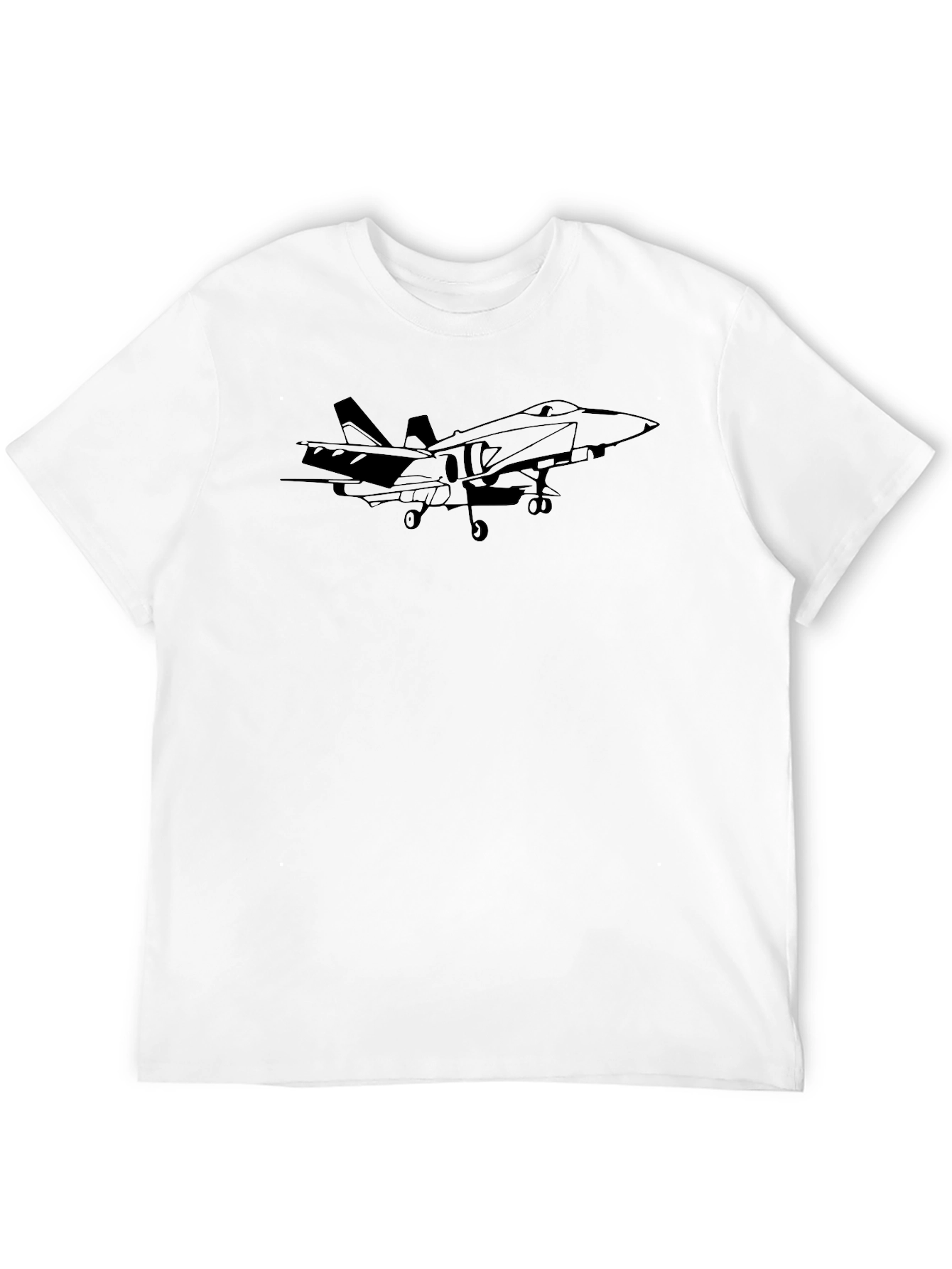 Black Fighter Jet Graphic Tee - Black Cotton T-Shirt view 12
