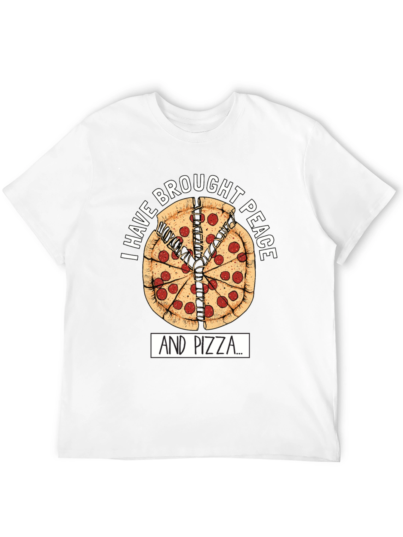 Black Peace Pizza T-Shirt - "I Have Brought Peace And Pizza" view 12