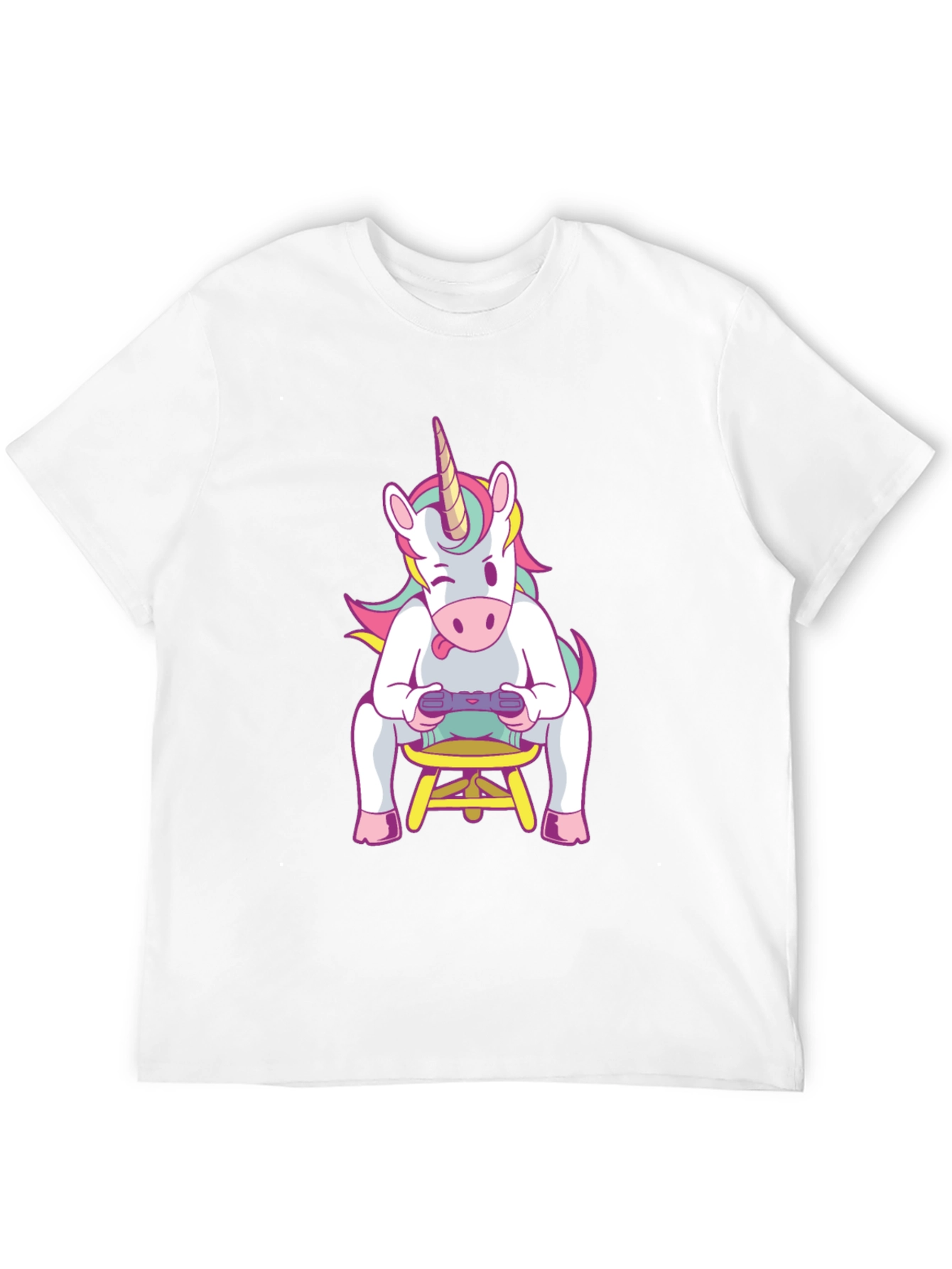 Black Unicorn Gamer T-Shirt - Black Cotton Tee view 12