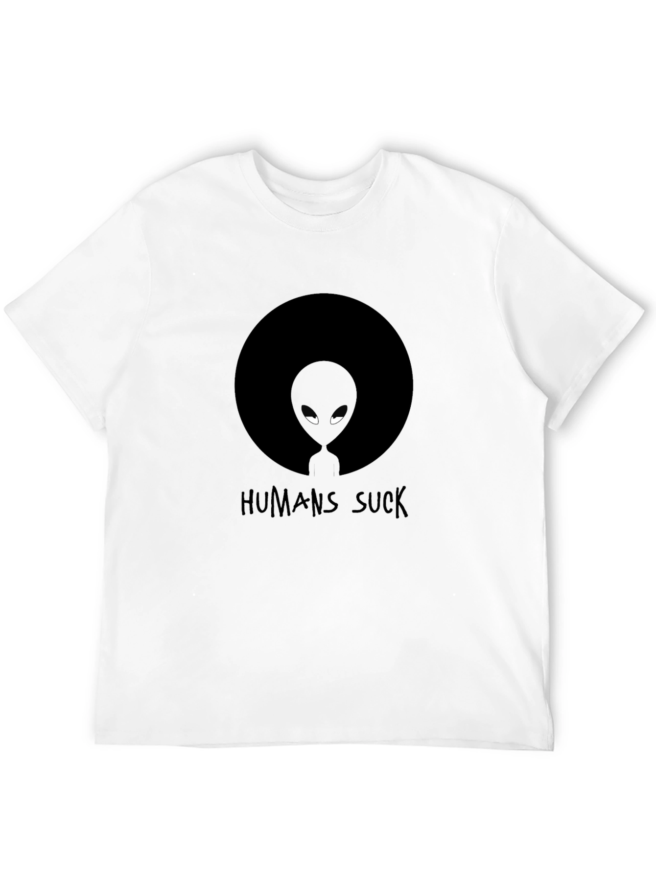 Black Humans Suck Alien Graphic Tee - Black Cotton T-Shirt view 12