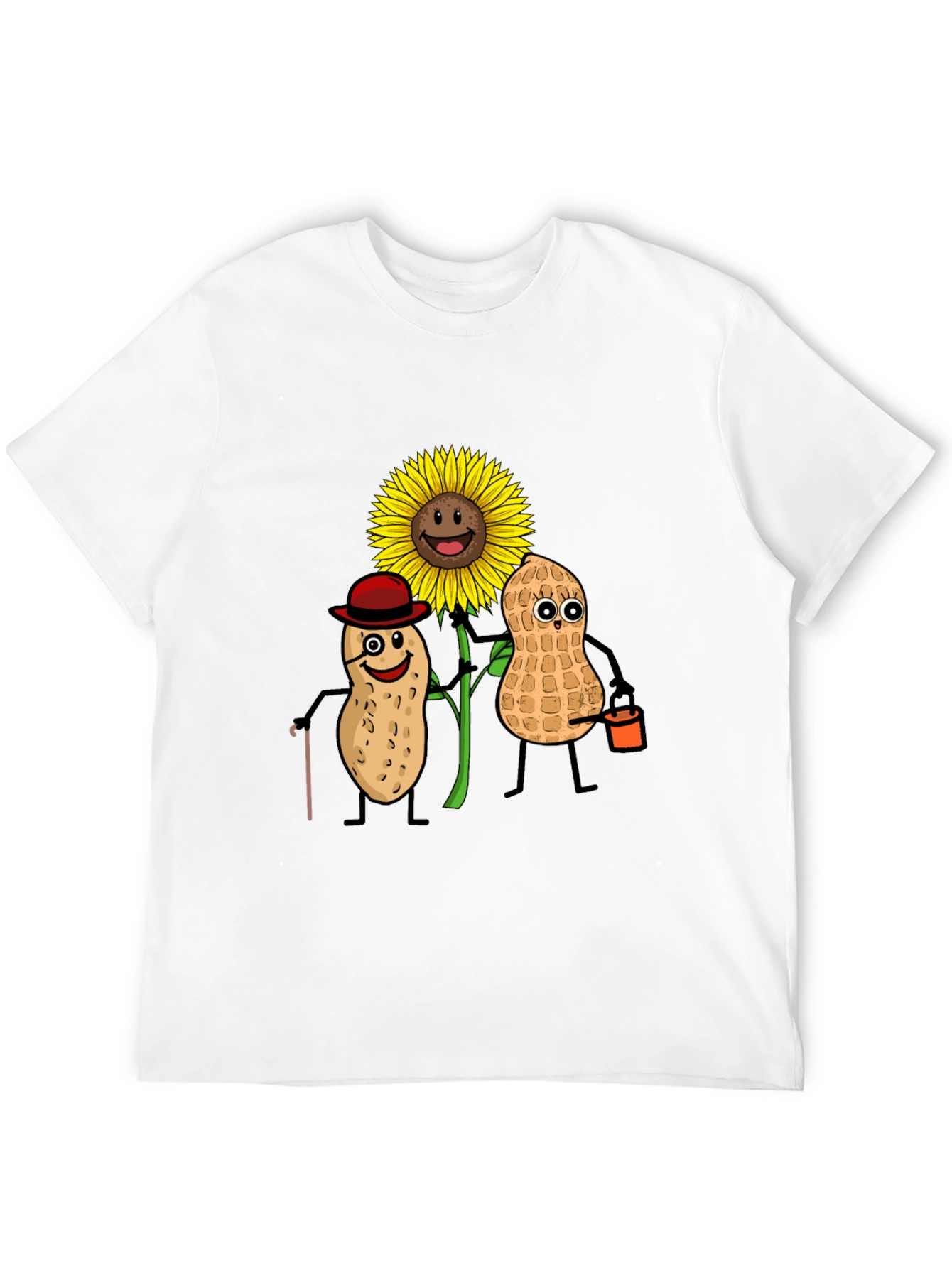 Black Funny Peanut Sunflower Graphic T-Shirt view 12