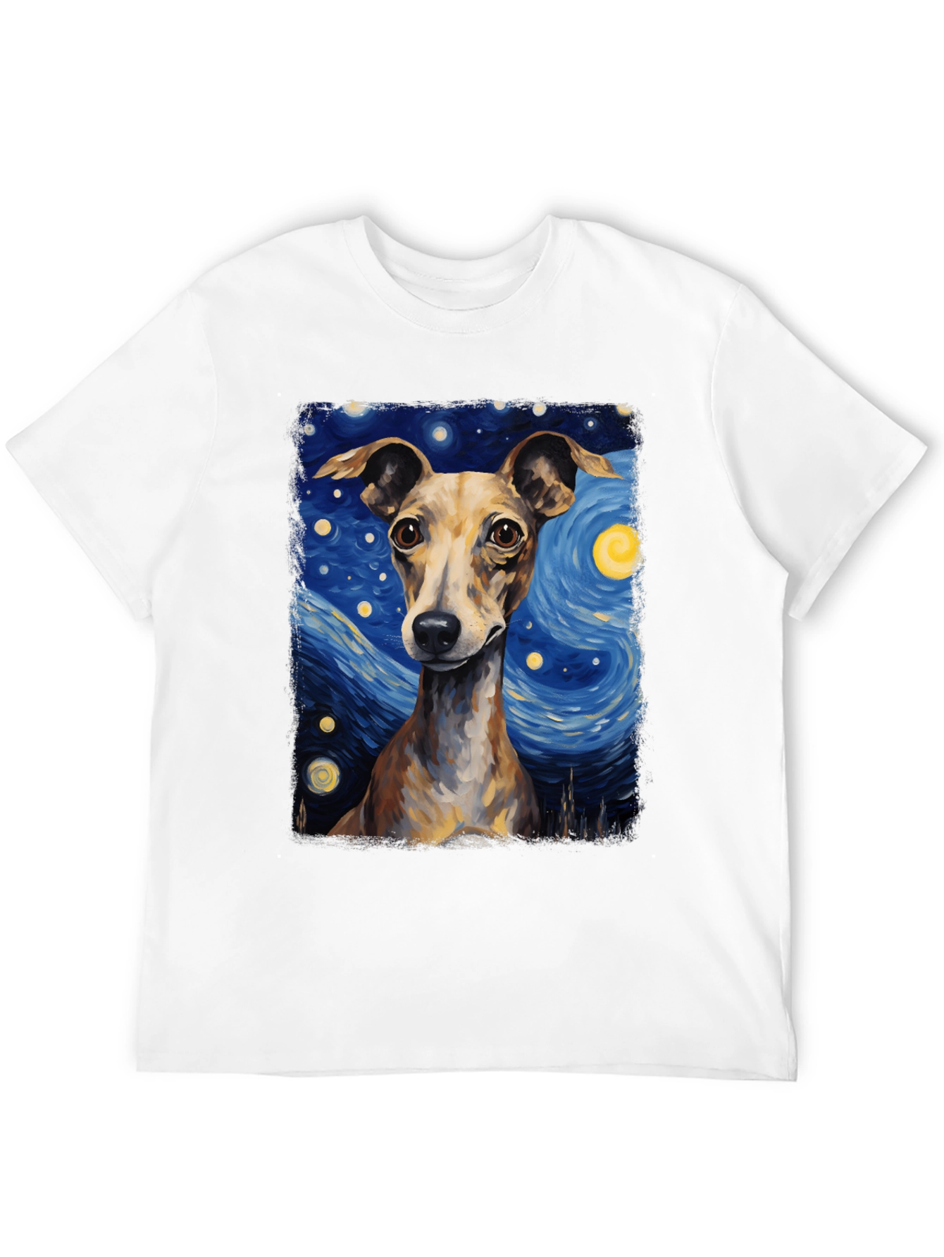Black Starry Night Dog T-Shirt - Unique Artistic Tee view 12