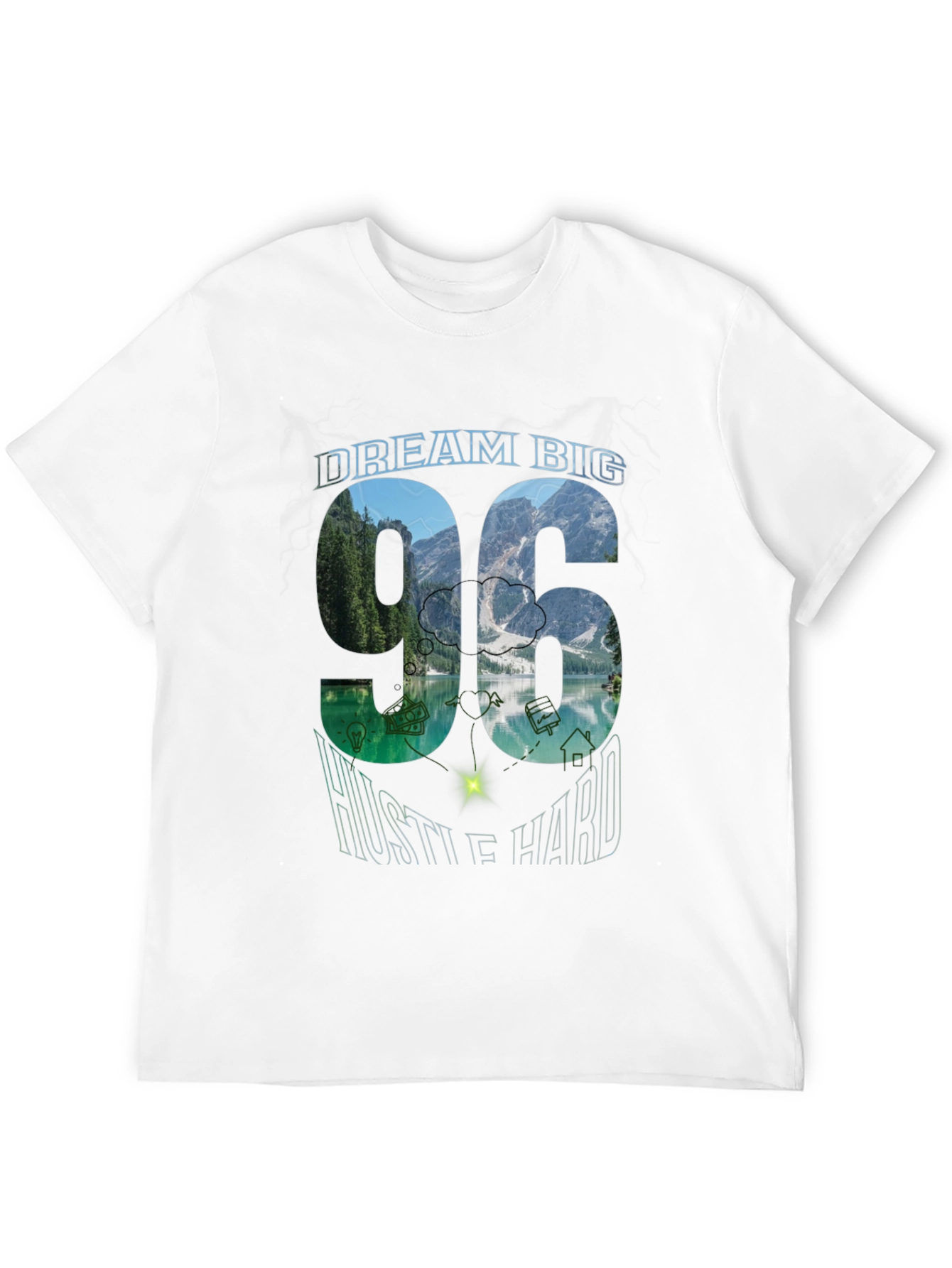 Black Dream Big Hustle Hard Graphic T-Shirt view 12