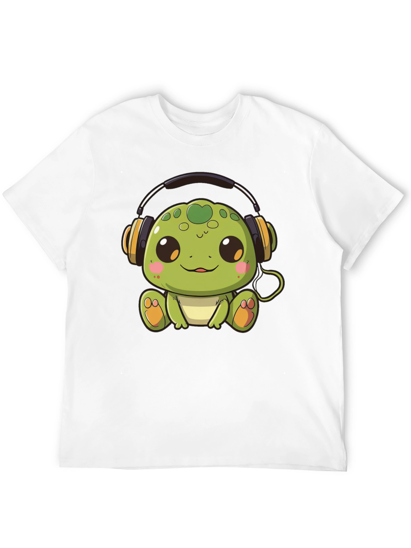 Black Cute Turtle with Headphones Black T-Shirt view 12