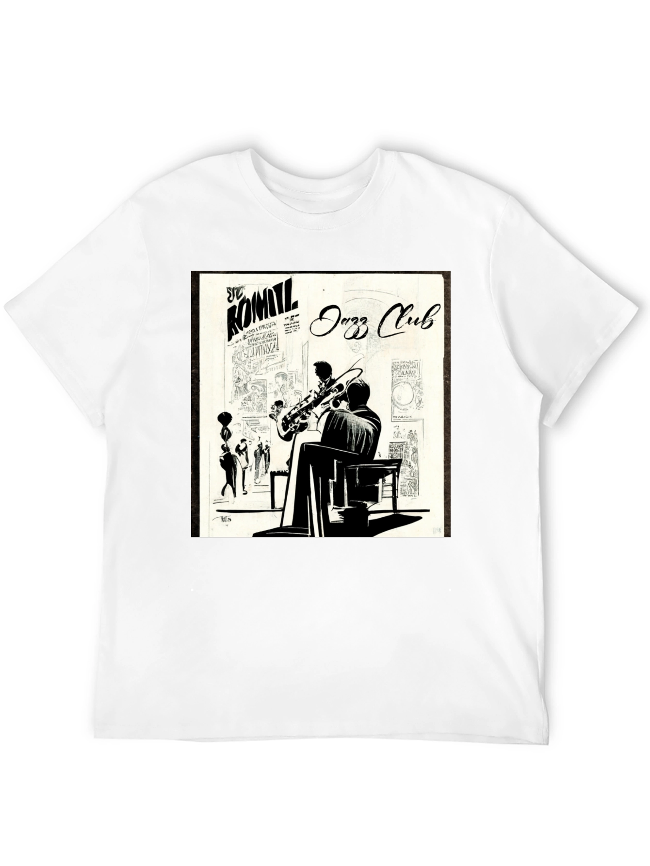 Black Vintage Jazz Club Graphic Tee - Stylish Black T-Shirt view 12