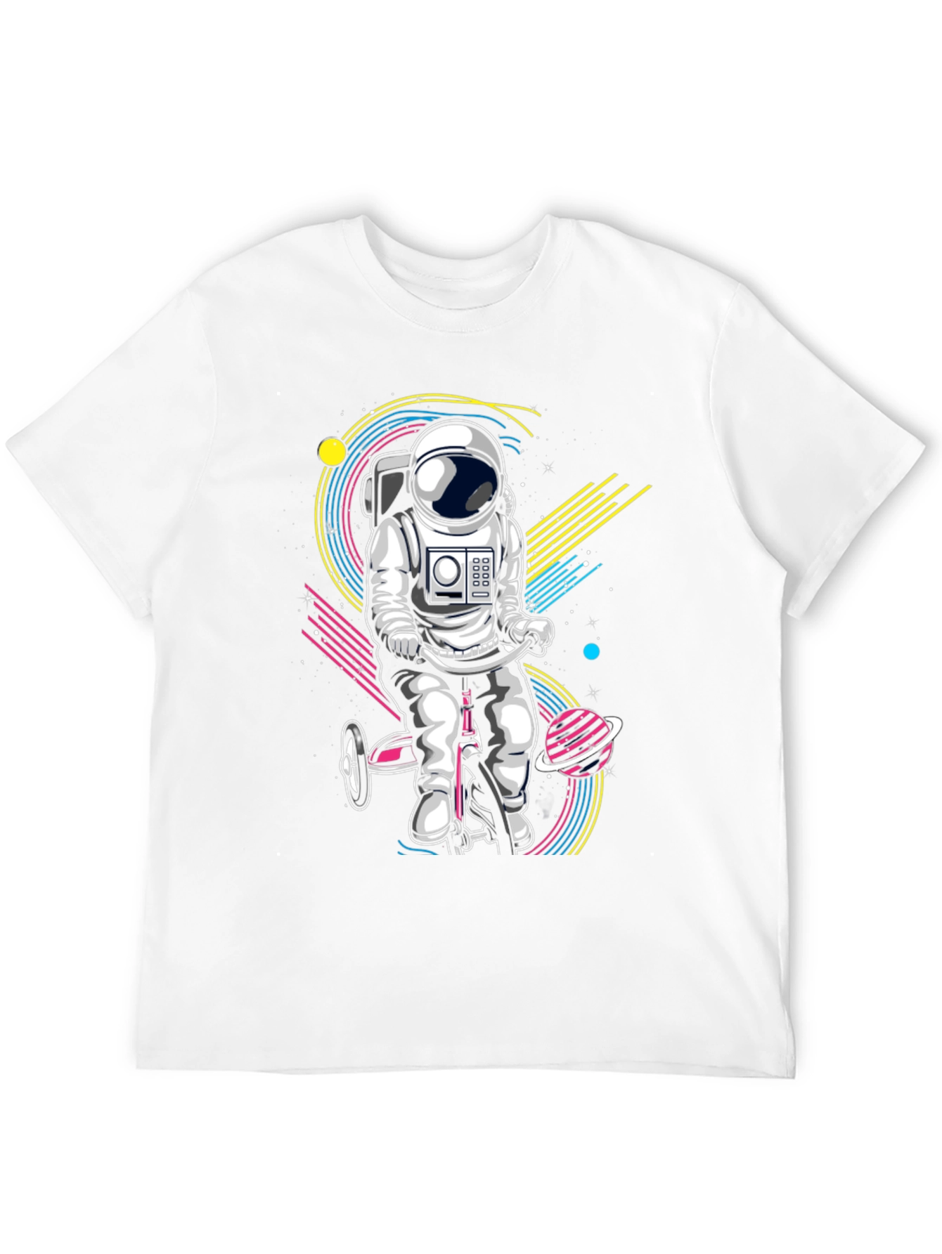Black Astronaut on Tricycle Graphic T-Shirt view 12