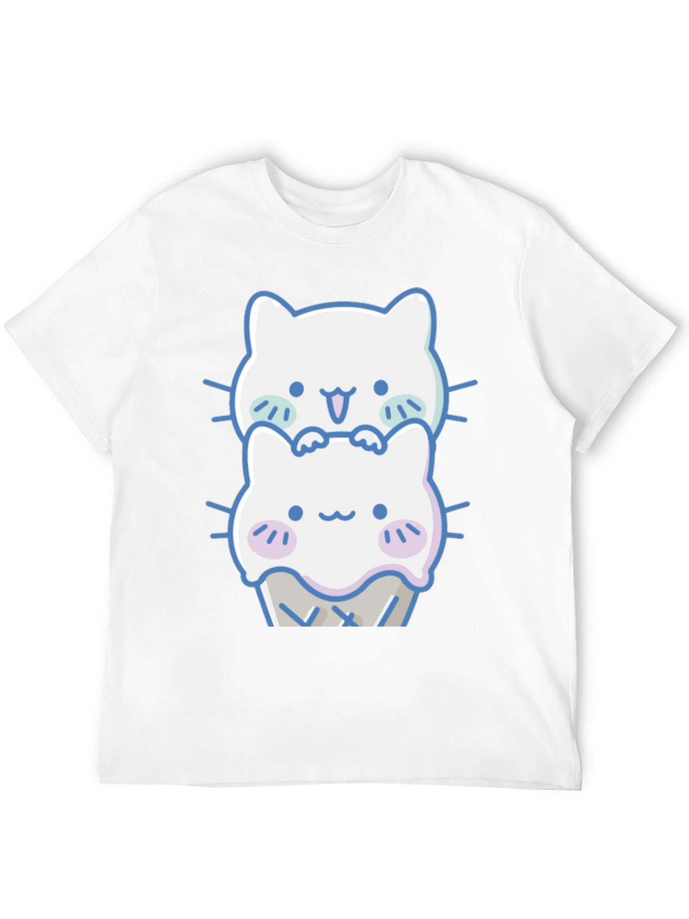 Black Cute Kawaii Cat Ice Cream T-Shirt view 12