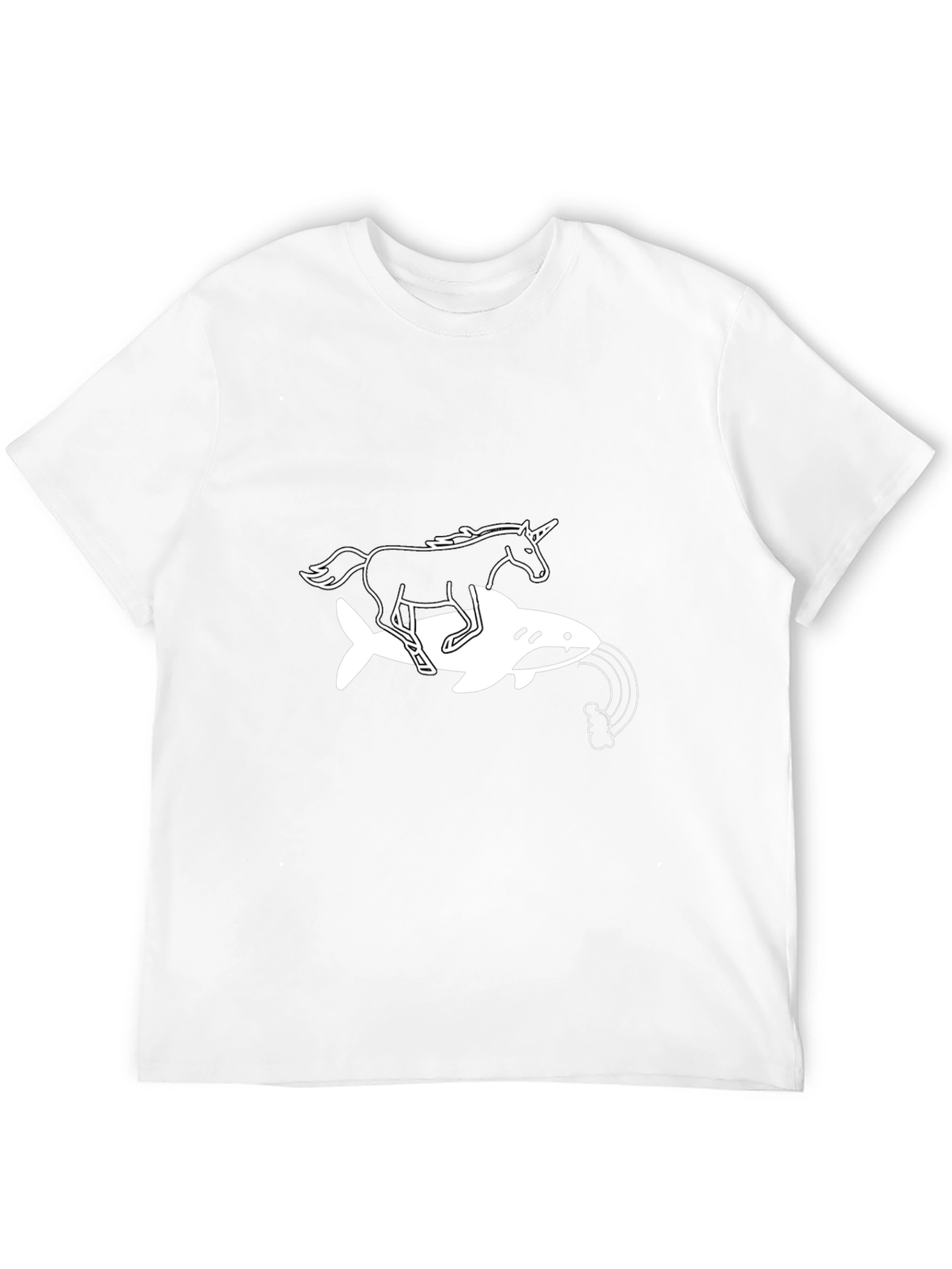 Black Unicorn Riding Shark Graphic Tee view 12