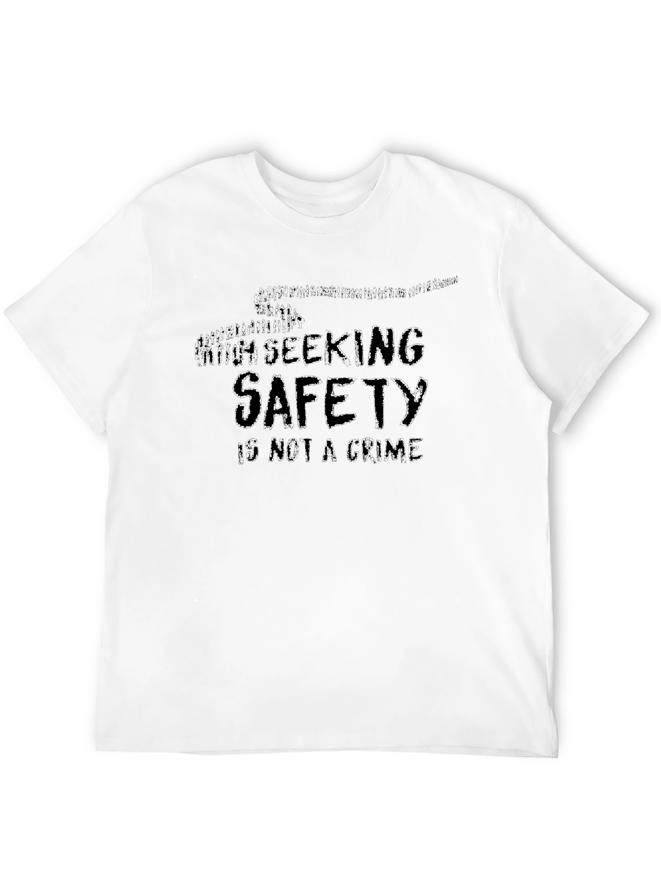 Black Seeking Safety T-Shirt - Human Rights Tee view 12