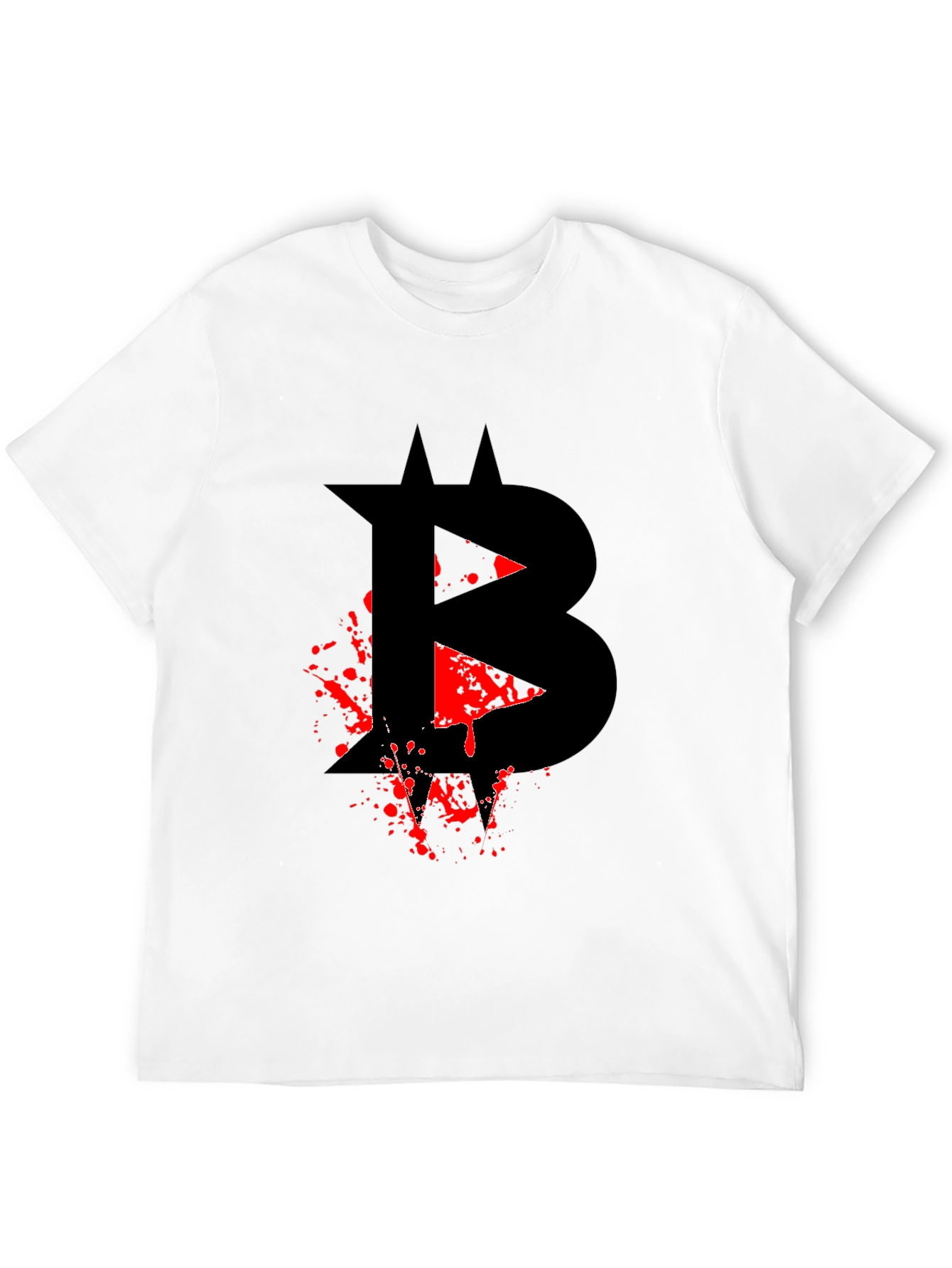 Black Bitcoin Blood Splatter Graphic Black T-Shirt view 12