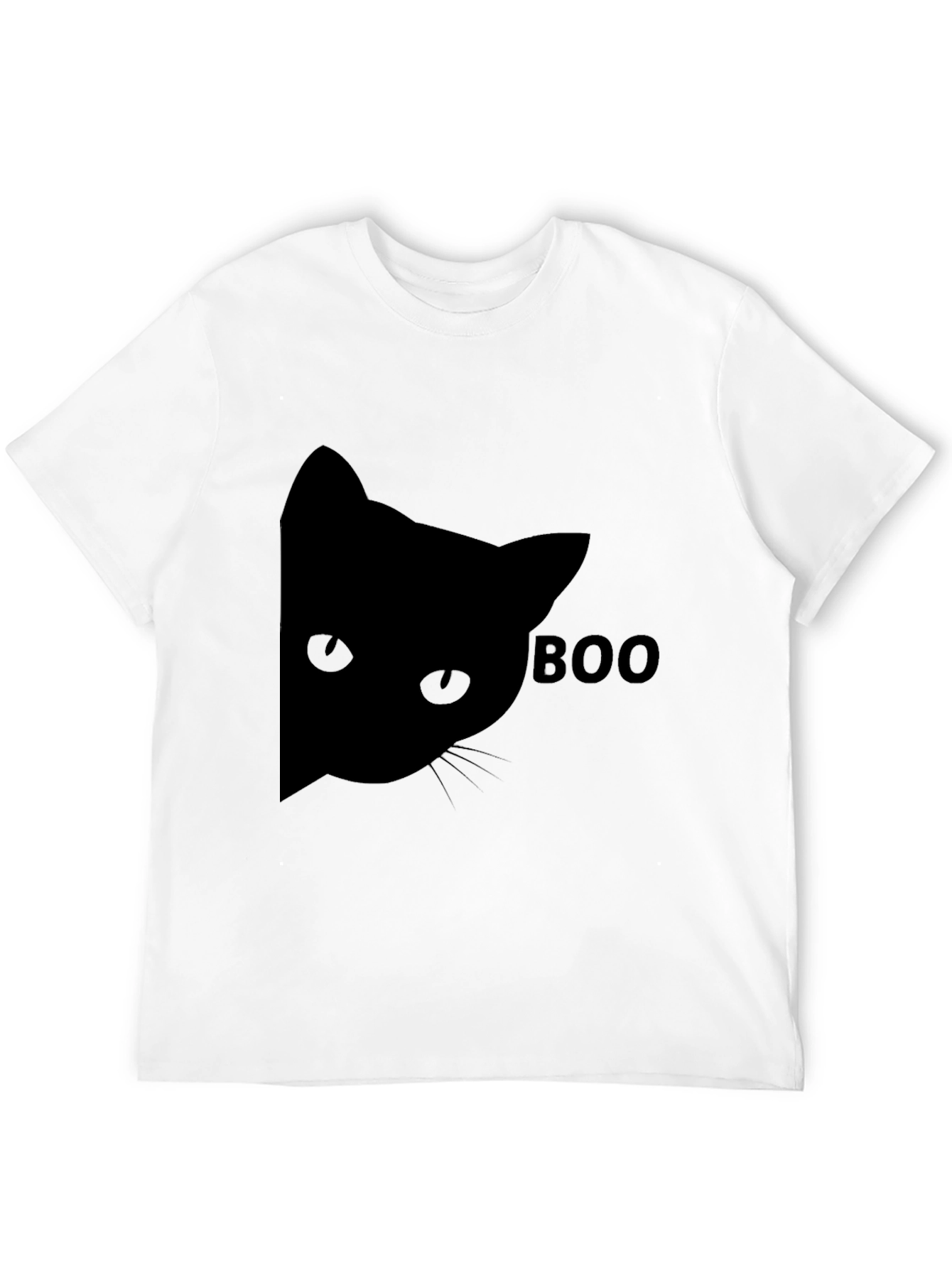 Black Boo Cat Black Tee - Halloween Fun view 12