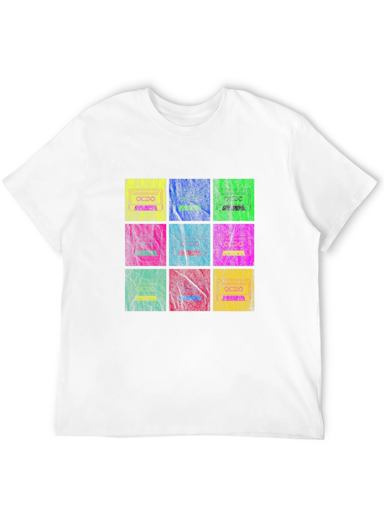 Black Retro Cassette Tape Grid T-Shirt view 12