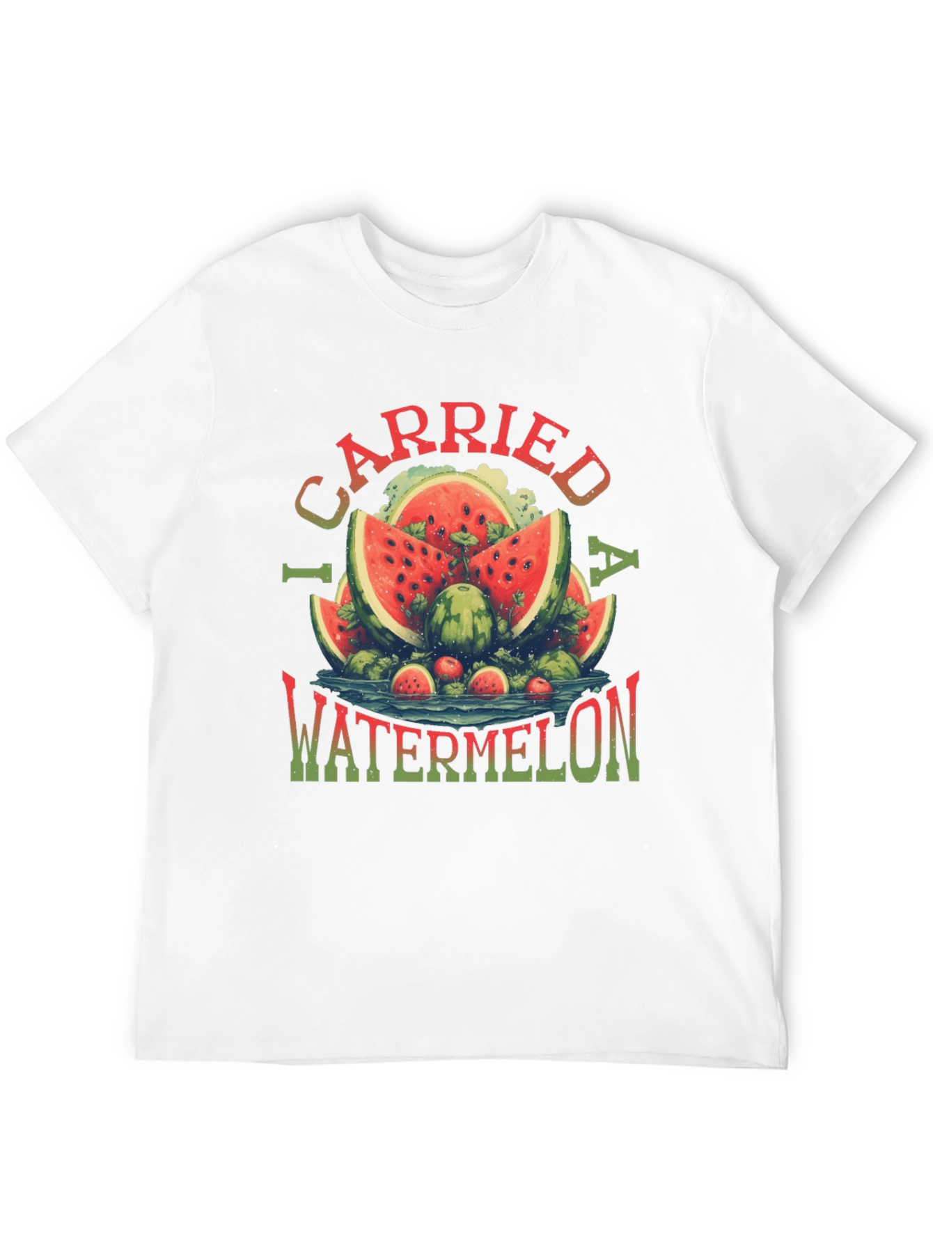 Black I Carried a Watermelon T-Shirt - Funny Summer Tee view 12