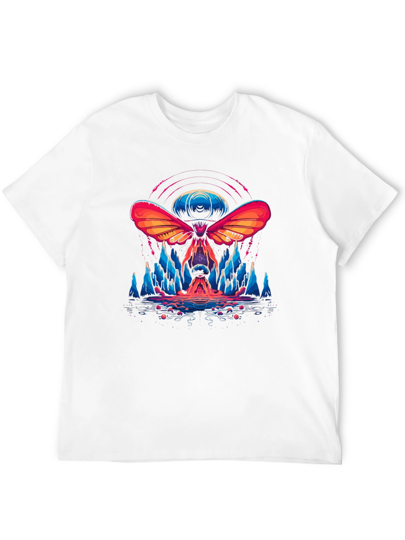 Black Psychedelic Moth Graphic T-Shirt - Black view 12