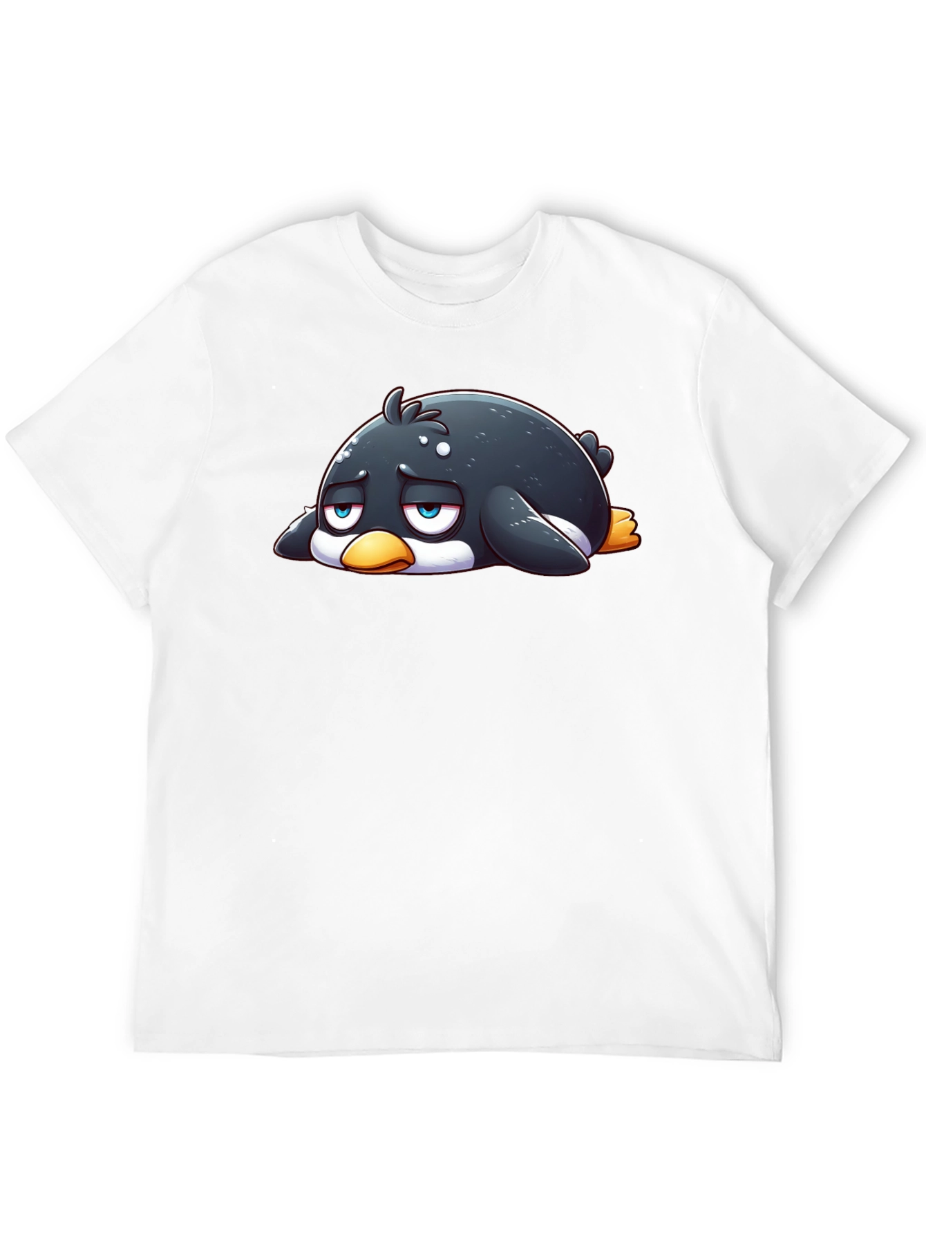 Black Sad Penguin Graphic Tee - Black Cotton Blend view 12