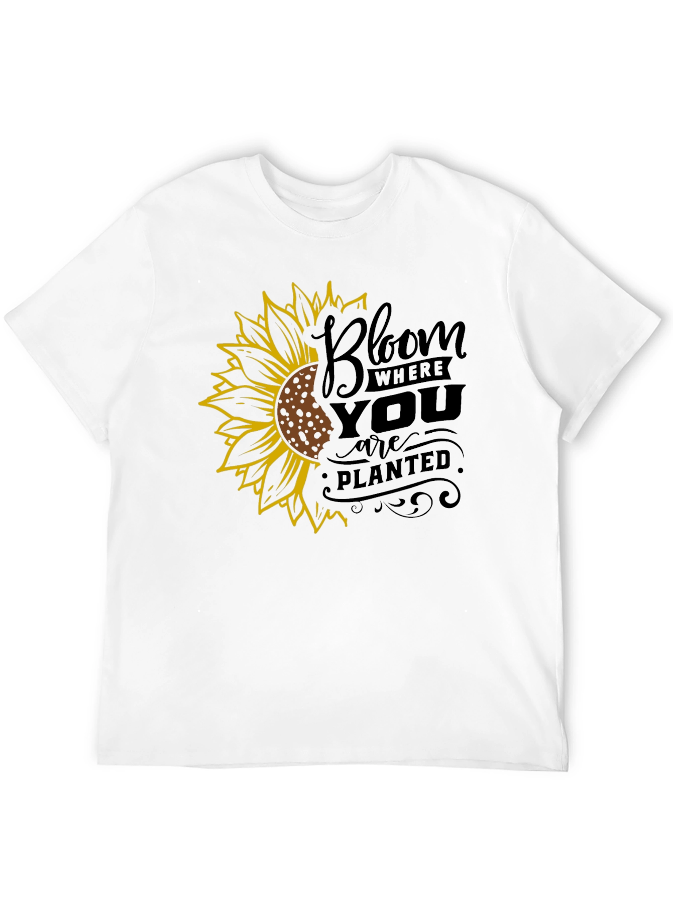Black Bloom Where You Are Planted Sunflower Black T-Shirt view 12