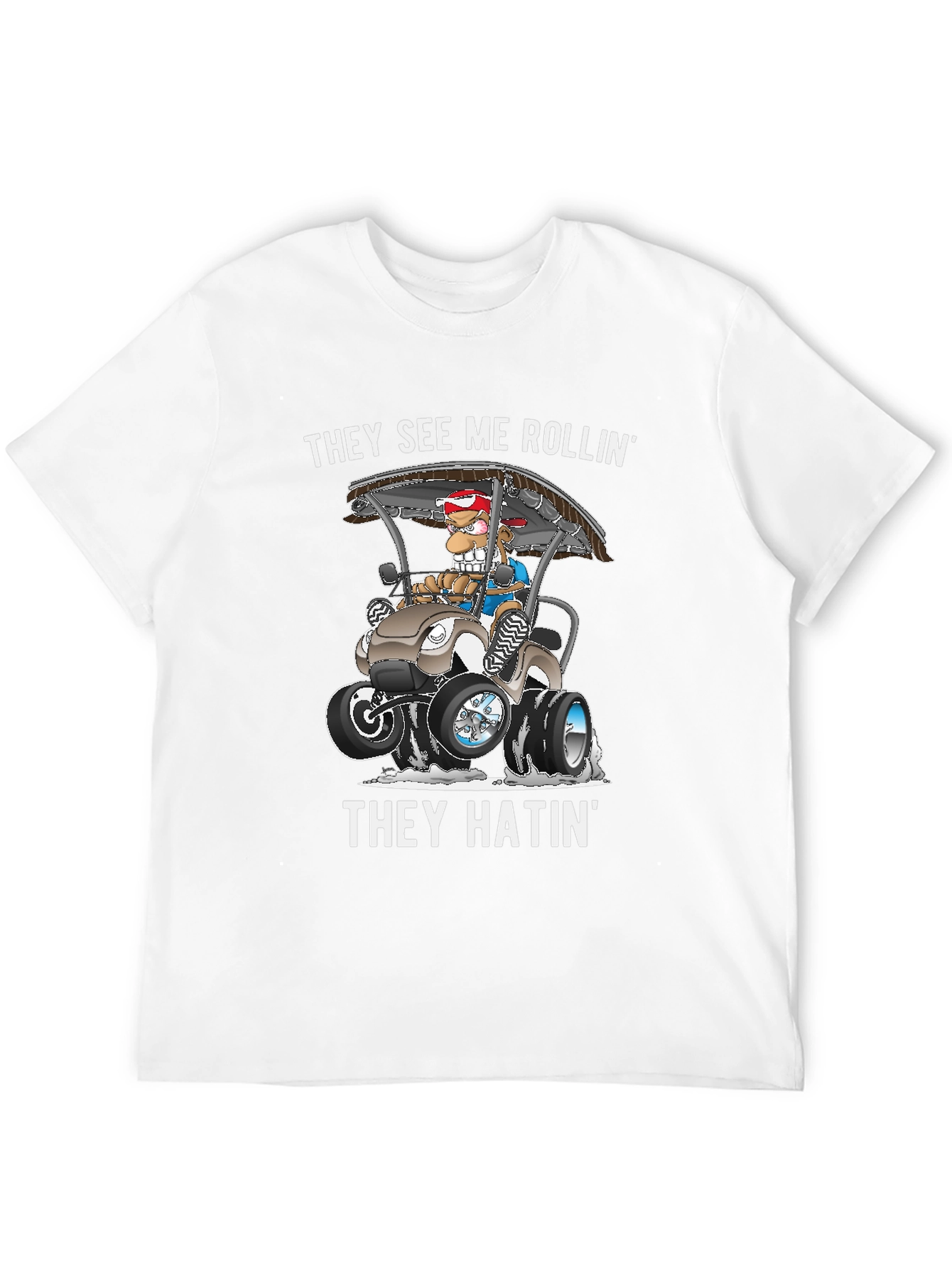 Black They See Me Rollin' T-Shirt Funny Cartoon Tee view 12