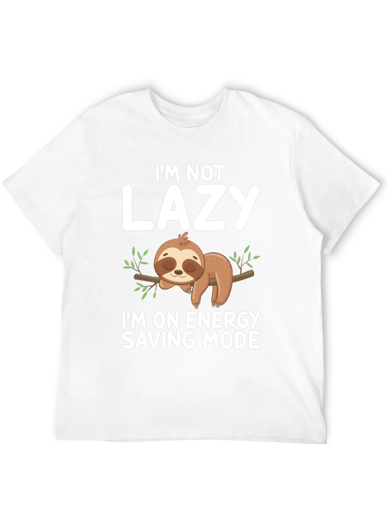 Black Lazy Sloth Energy Saving Mode Graphic Tee view 12