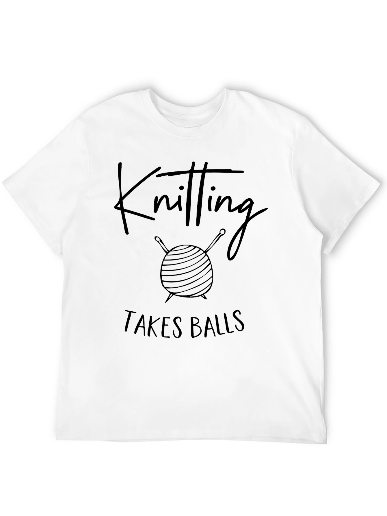 Black Knitting Takes Balls Graphic T-Shirt view 12
