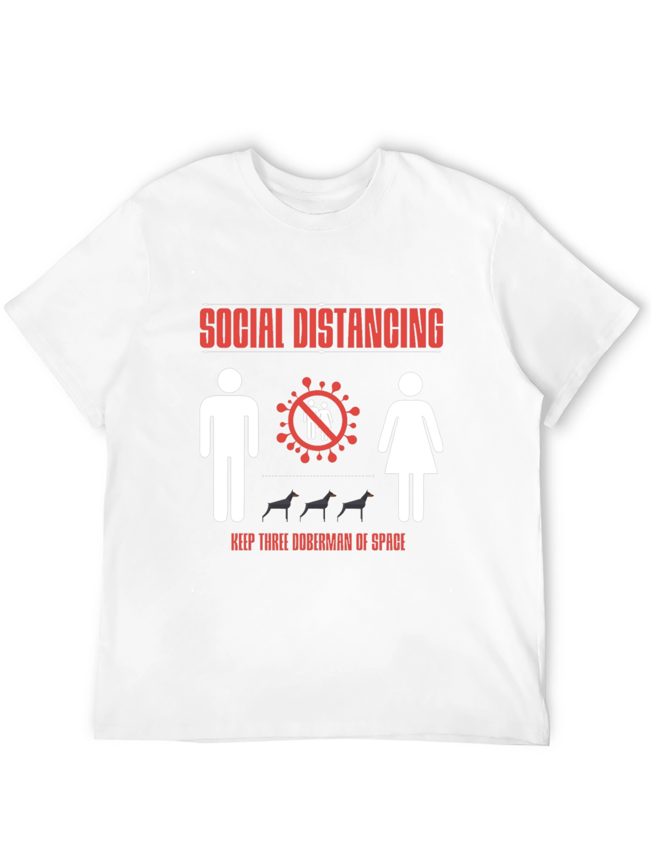 Black Social Distancing Doberman T-Shirt view 12