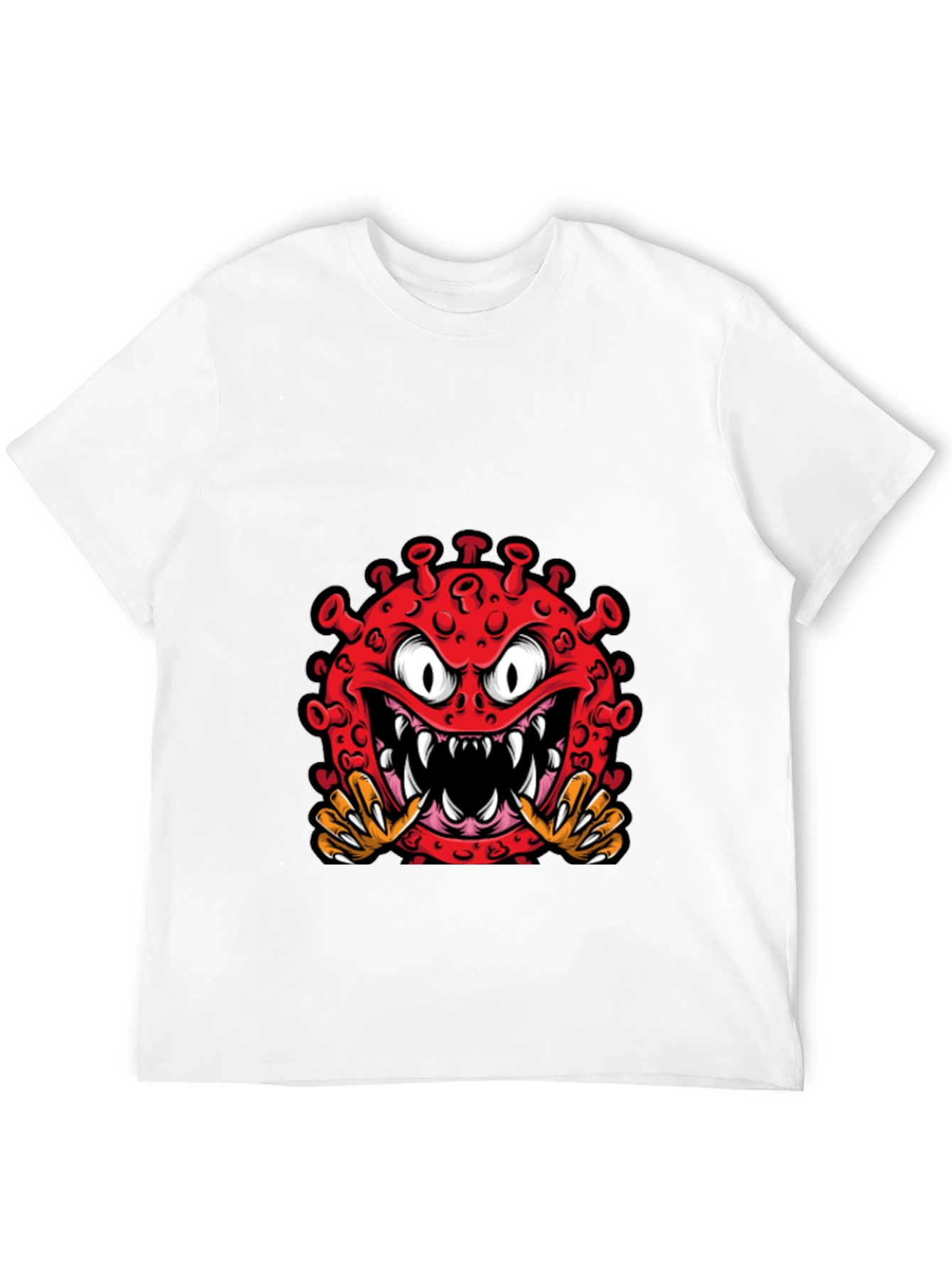 Black Cartoon Virus Graphic Tee - Novelty T-Shirt view 12